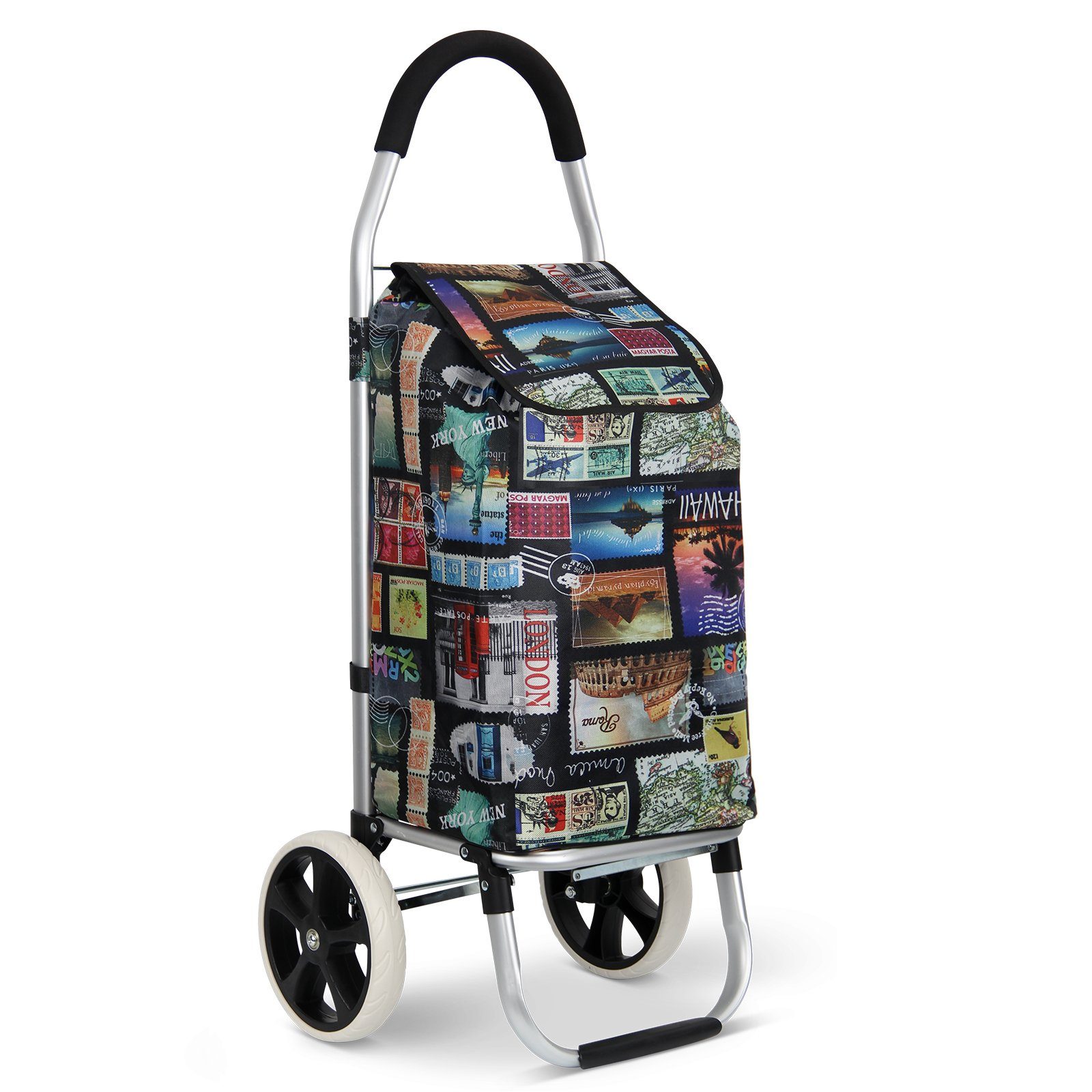 HOMELUX Einkaufstrolley klappbar, große Kapazität, multifunktional, Stabiler Einkaufswagen, 44 l, Handwagen mit Rollen, Backgrid, abnehmbare Tasche