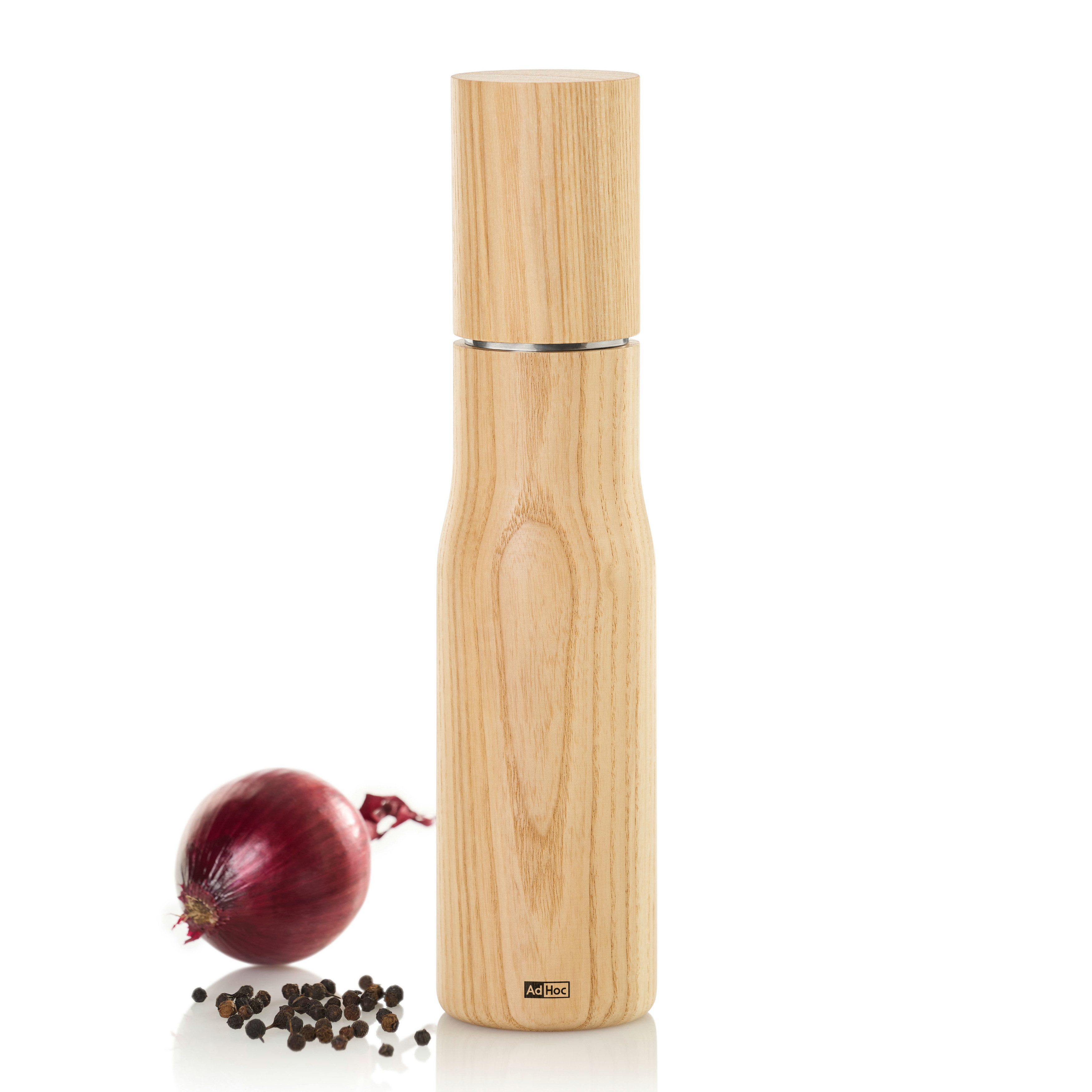 AdHoc Salz-/Pfeffermühle LEVO 27 cm manuell, (1 Stück), Gewürzmühle aus Eschenholz mit langlebigem Keramikmahlwerk