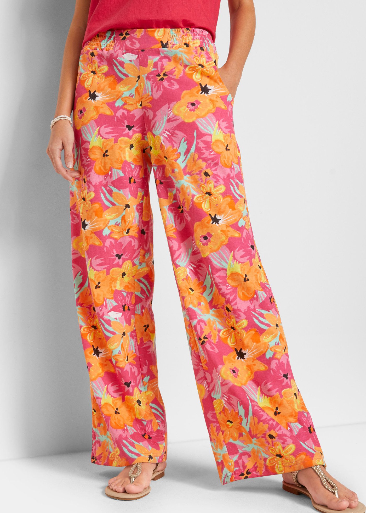 bonprix Palazzohose weite Passform, Loose Fit, mit Rundumgummibund
