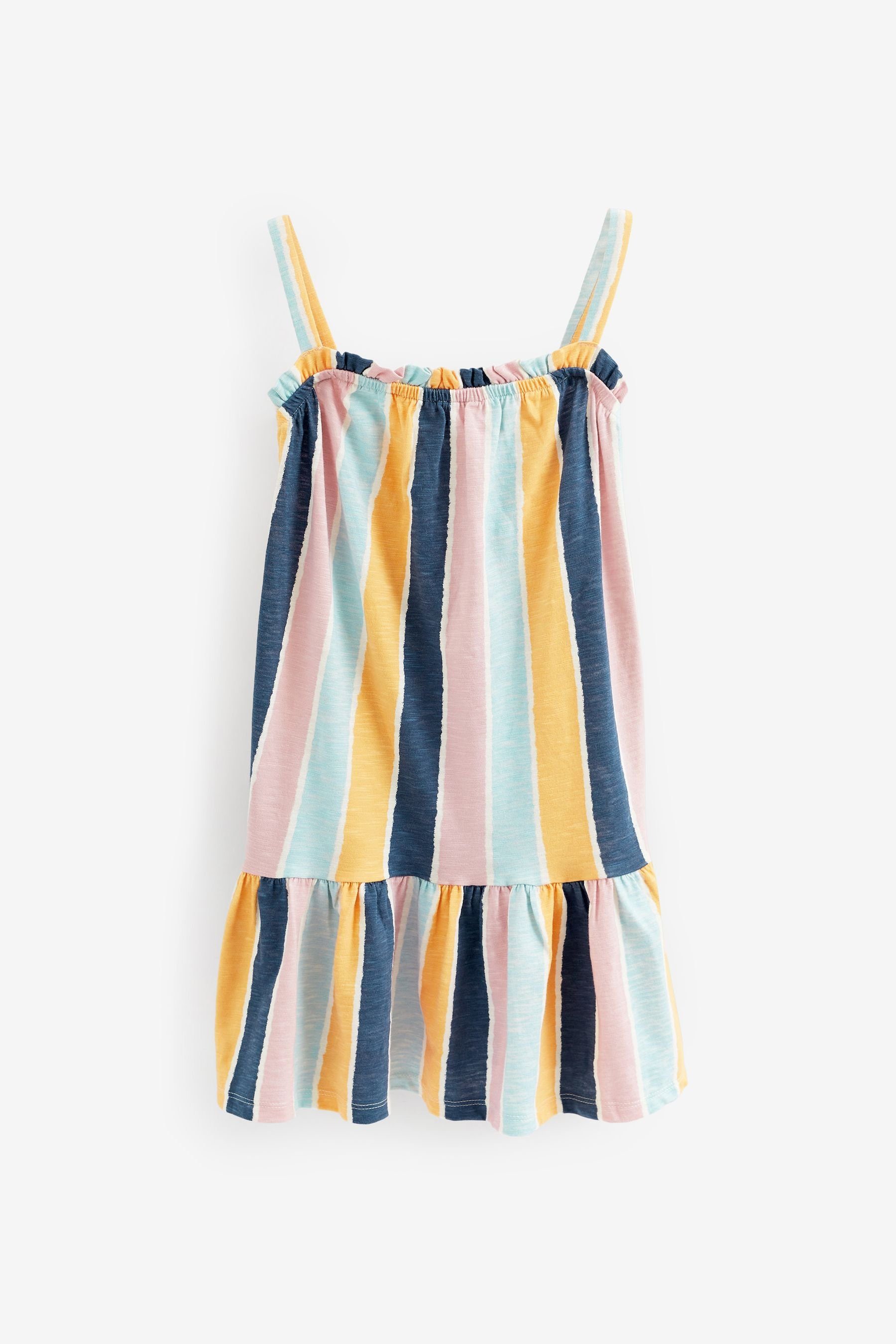 Jersey weichem Blue Trägerkleid mit Spaghettiträgern (1-tlg) Next Pink/Blue/Navy Stripe Kleid aus