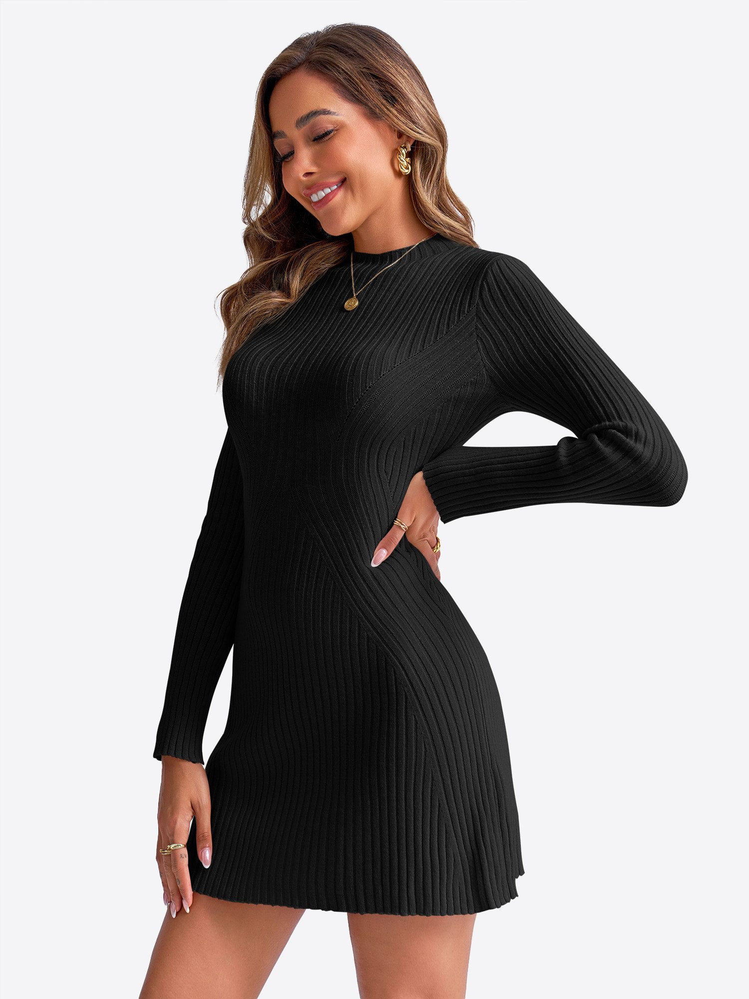 Imily Bela Strickkleid Damen Schmal geschnittenes Minikleid (Packung, 1-tlg günstig online kaufen