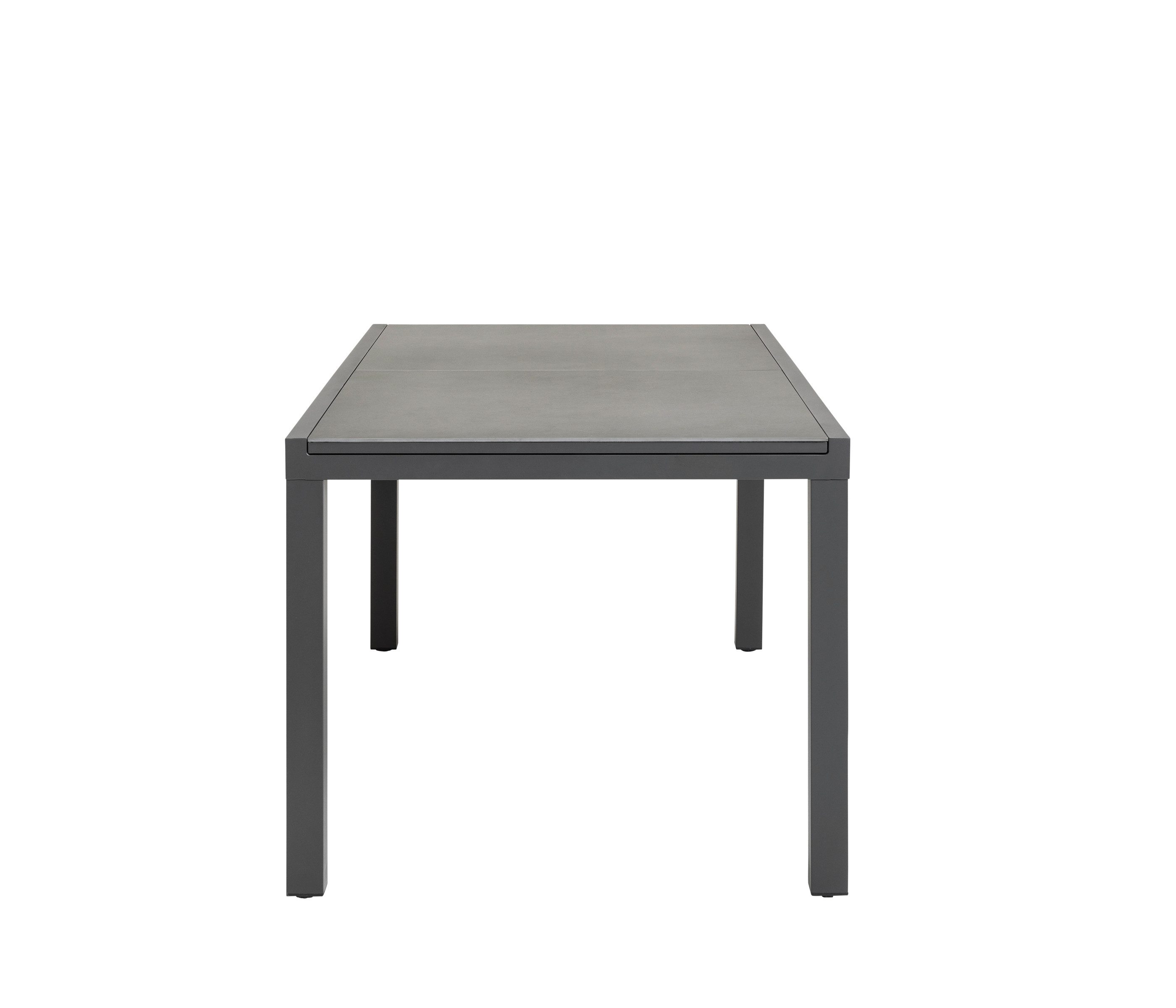 Dehner Gartentisch Ausziehtisch Chicago Dark, 160 / 210 x 90 x 75 cm, dunkelgrau, praktischer Ausziehtisch mit Alugestell und kratzfester Stein Platte