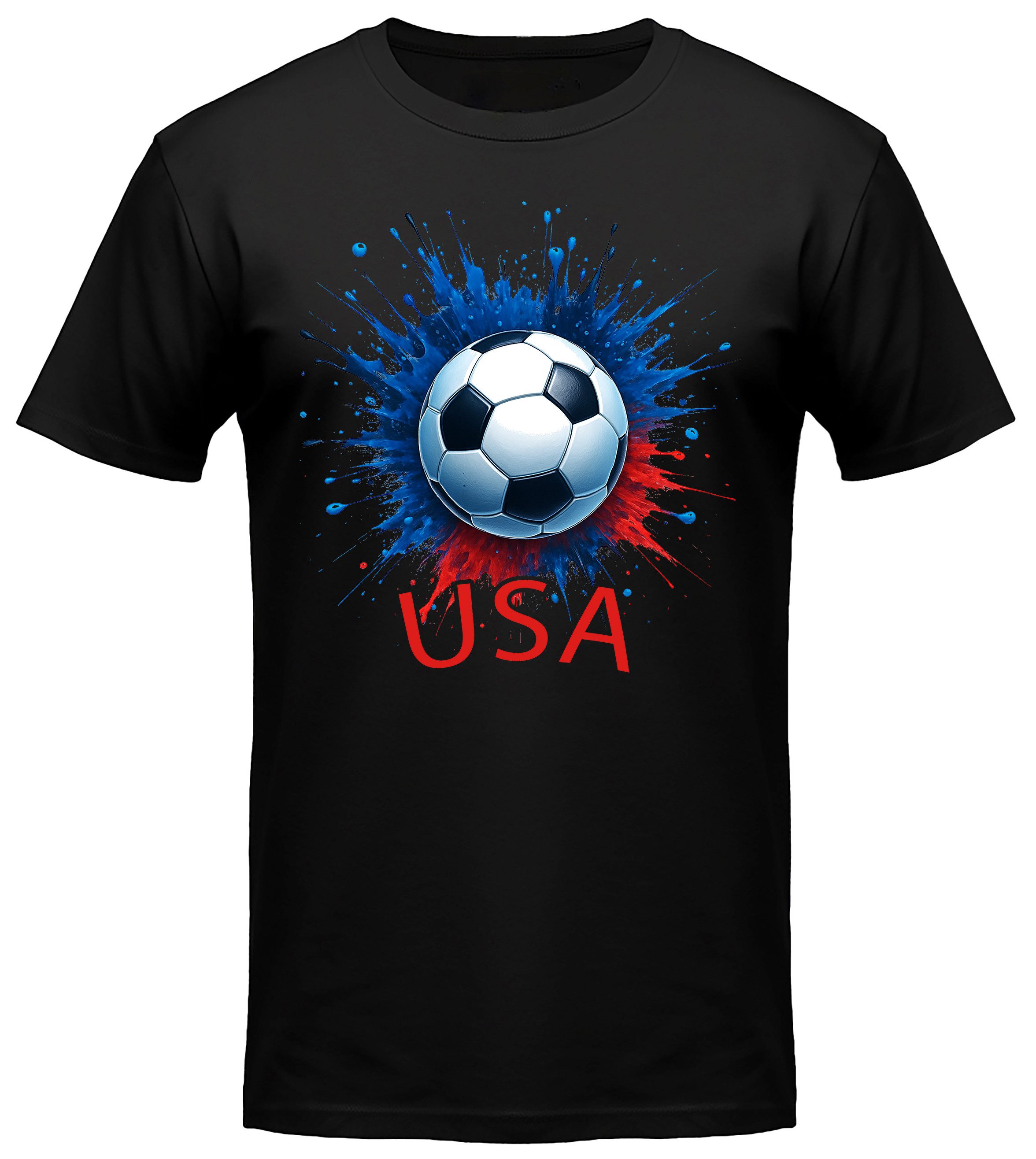 MyDesign24 T-Shirt Fussball Shirt - WM T-Shirt schwarz Herren und Damen Fussball kurzarm USA Fan-Shirt i693