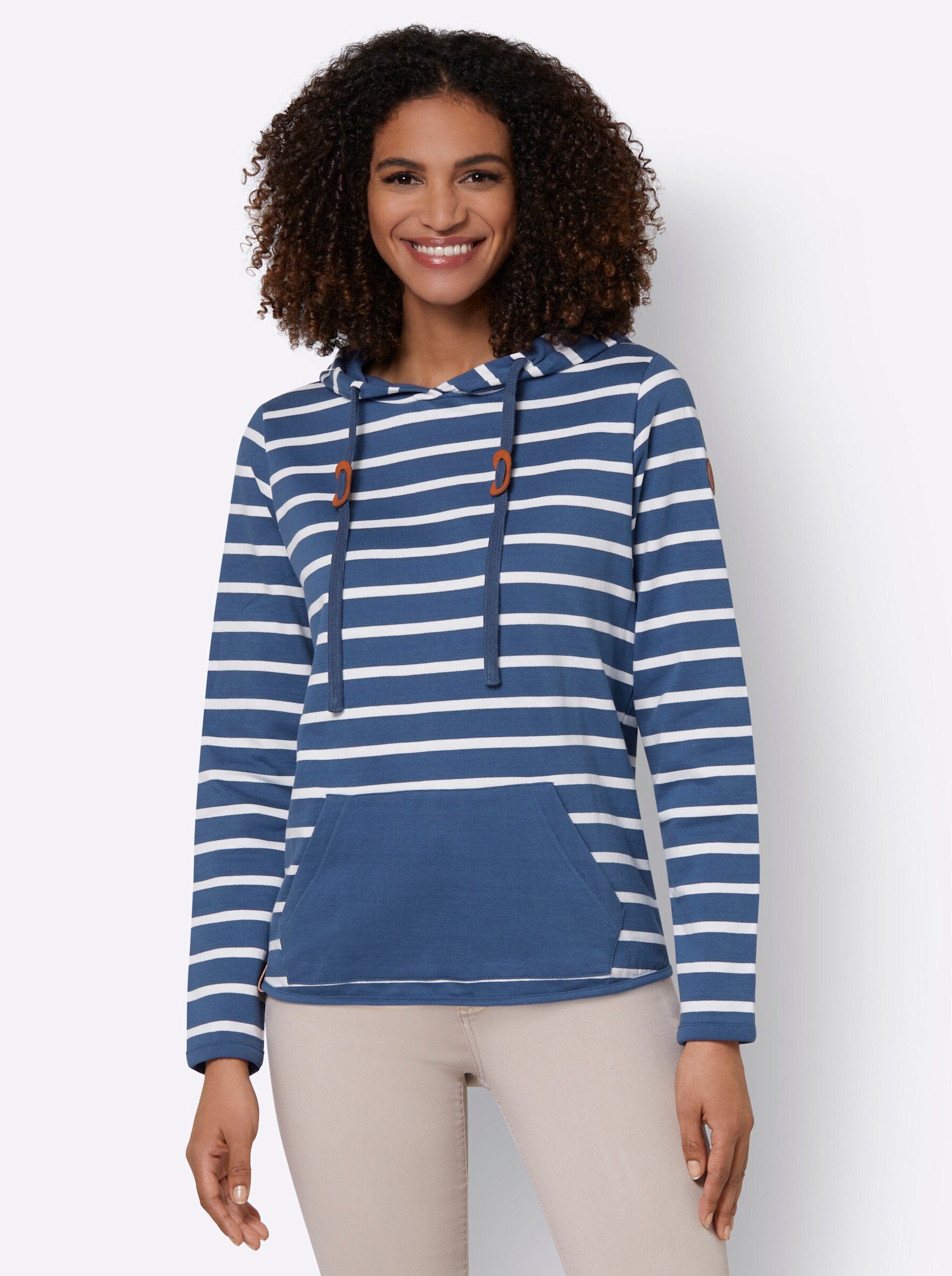 WEIDEN WITT jeansblau-weiß-geringelt Sweater