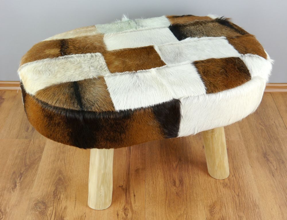 livasia Bettbank Ziegenfell - 80x53x42cm - Echtleder Sitzbank mit Massivholz aus Java