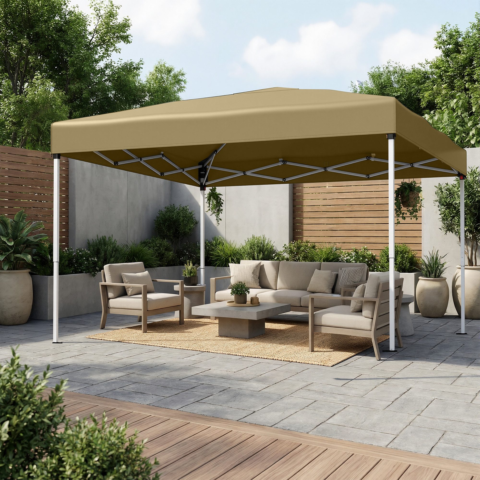 SONGMICS Pavillon 3 x 3m Pavillon für Garten, Faltzelt, mit 0 Seitenteilen, stabil, tragbar, Hof, Markt, Sonnenschutz