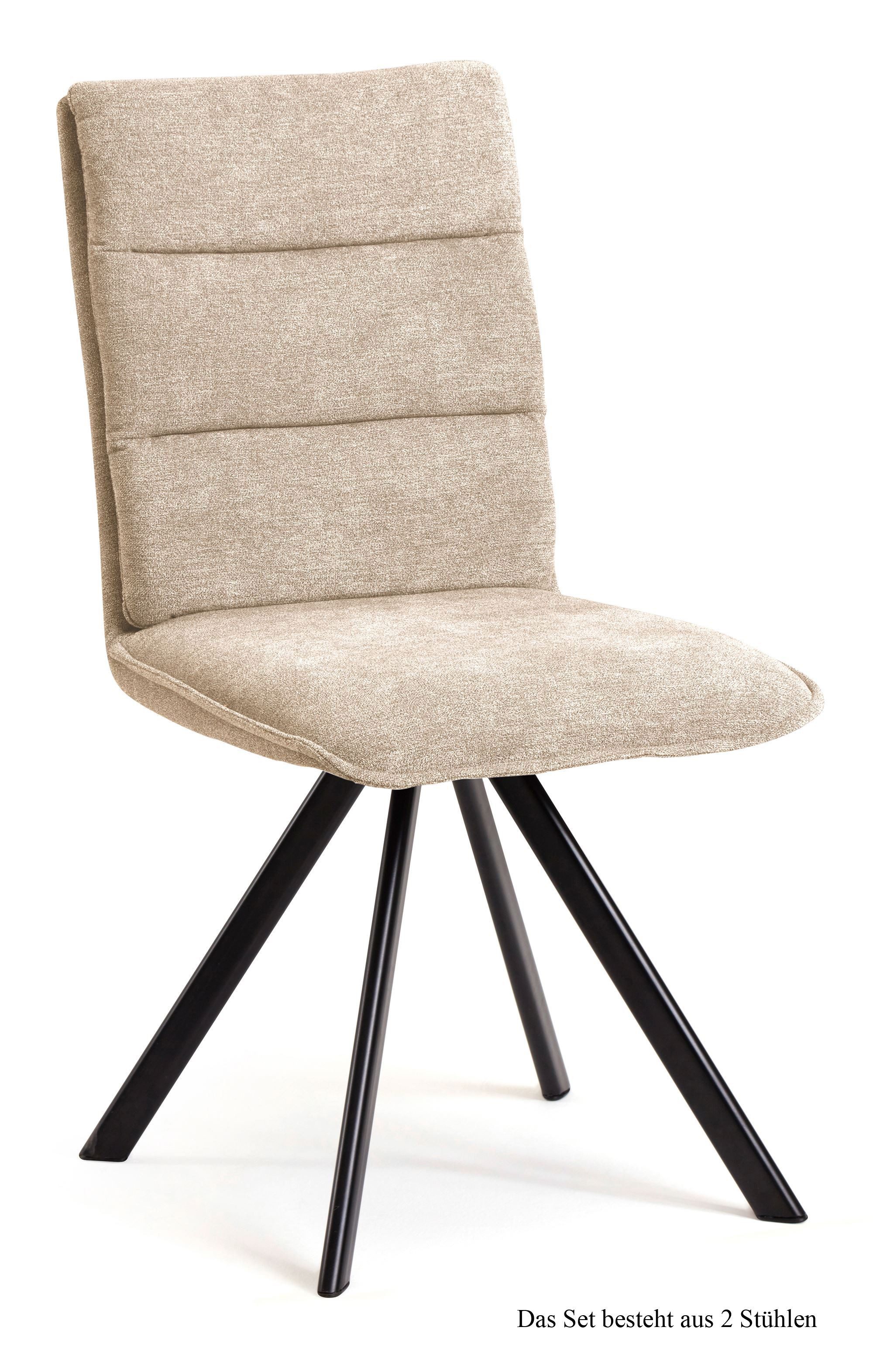58 aufm Kessel Esszimmerstuhl Küchenstuhl drehbar (2er-Set) Devan 47x92x60 Schwarz/Cognac (Lieferung bis Verwendungsstelle, 2 St), Stabiles Gestell aus Metall pflegeleichter Bezug aus Microfaser
