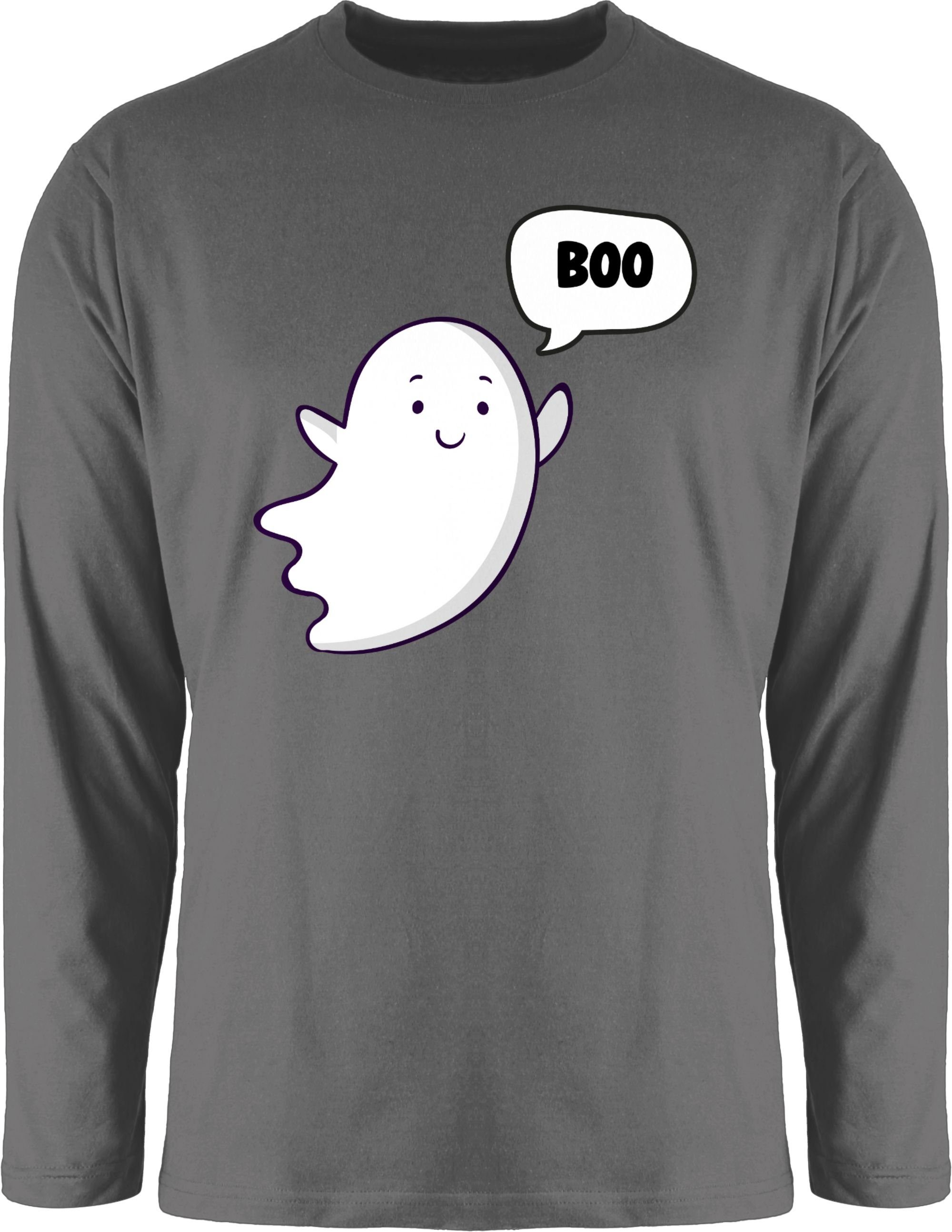 Shirtracer Rundhalsshirt Süßer kleiner Geist Geister Gespenst Ghost Halloween Kostüme Herren 3 Dunkelgrau