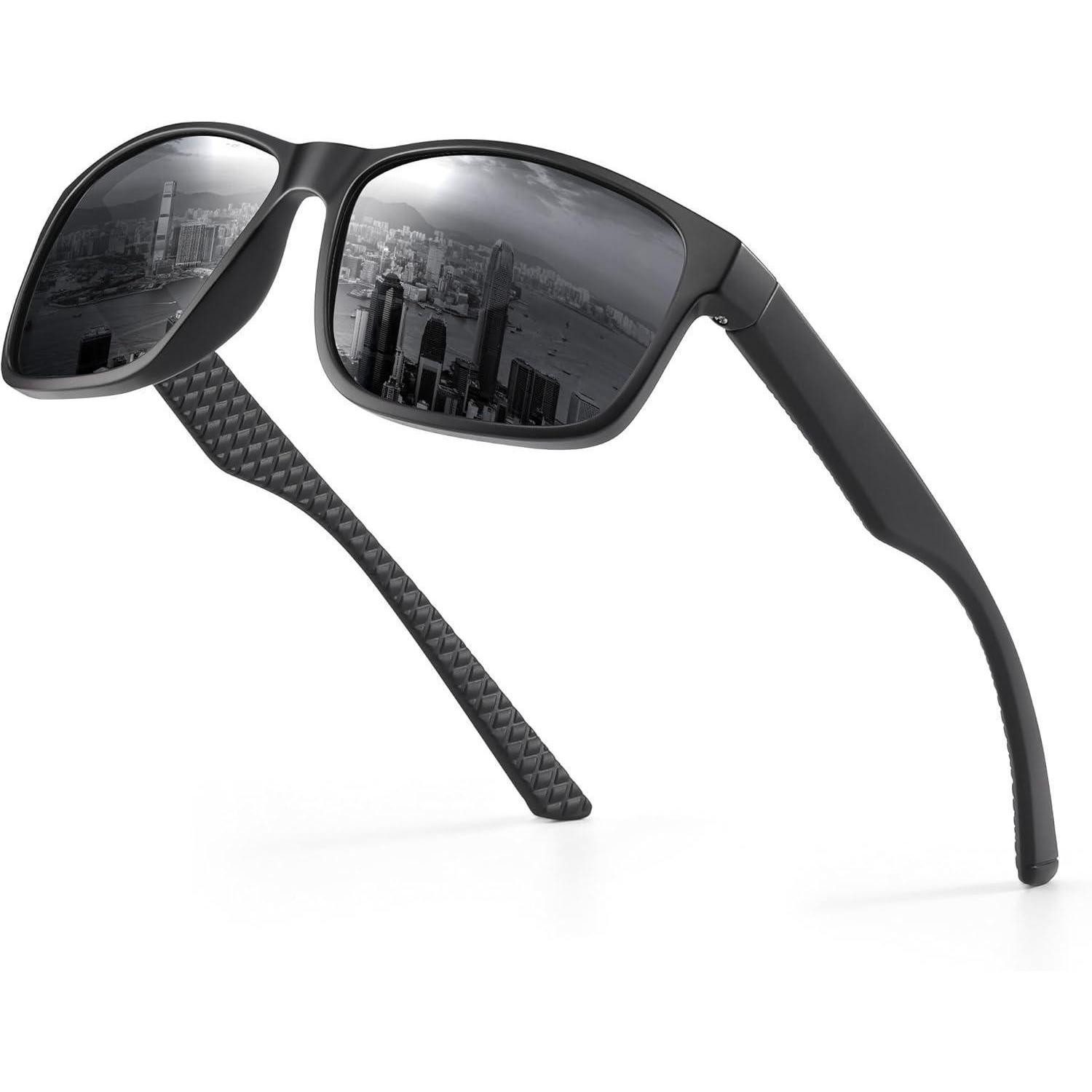 Retrosonnenbrille Sonnenbrille Herren Damen Polarisert UV400 Rechteckig Schwarz