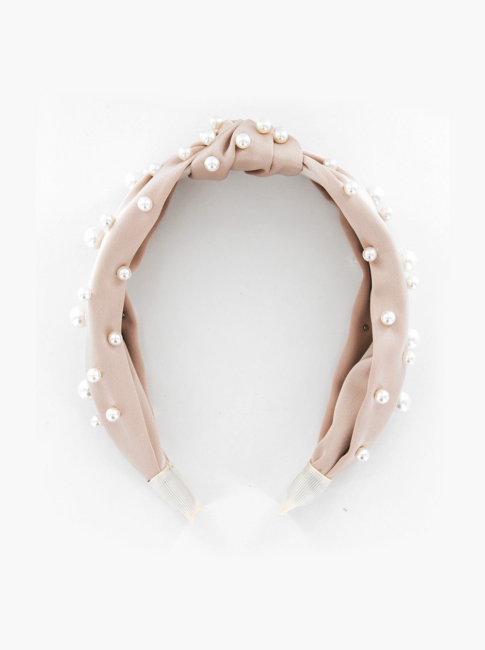 axy Haarreif Breiter Haarreif mit Perlen und Knoten - Satin bezogen, Vintage Damen Haareifen Haarband