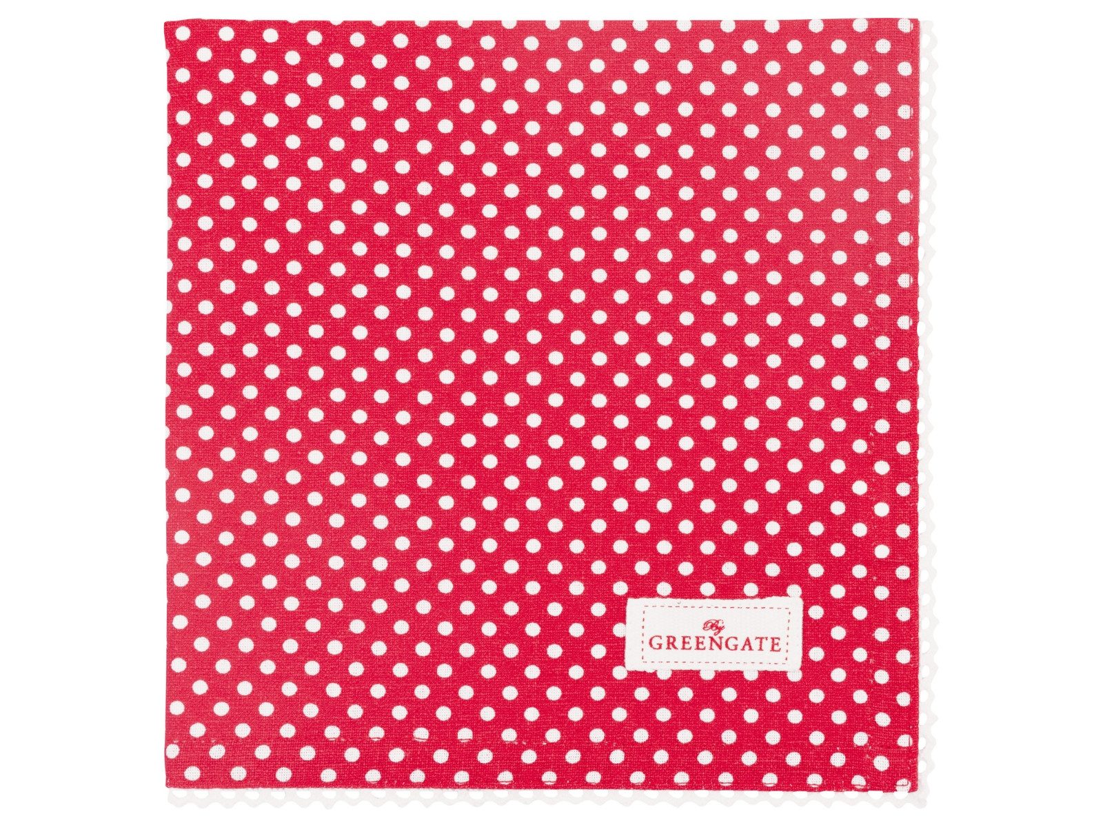 Greengate Stoffserviette Dotty Stoffserviette mit Spitze red 40x40cm