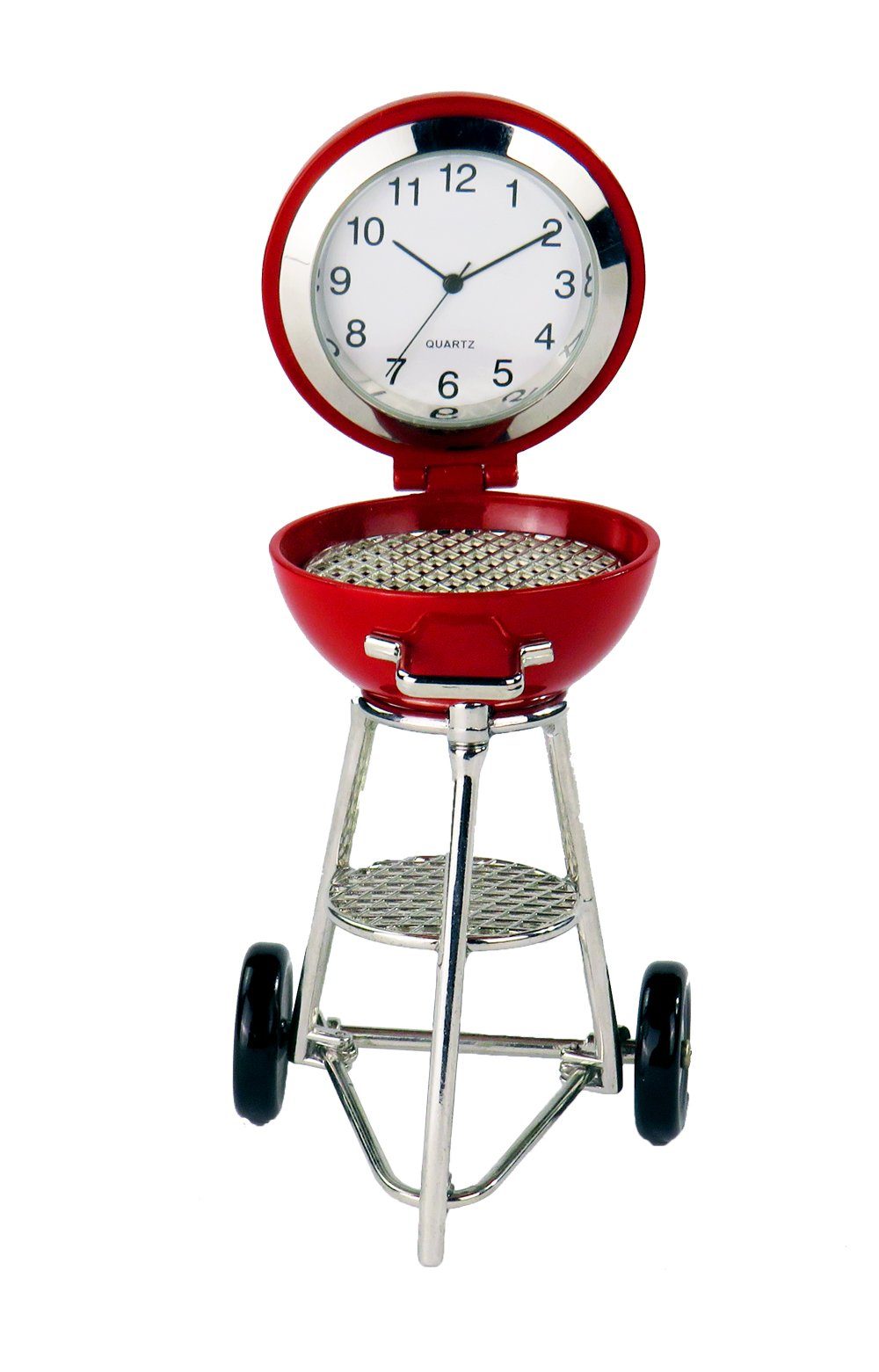 Siva Standuhr TIschuhr Kugelgrill rot Quarzuhr aus Metall (Set)