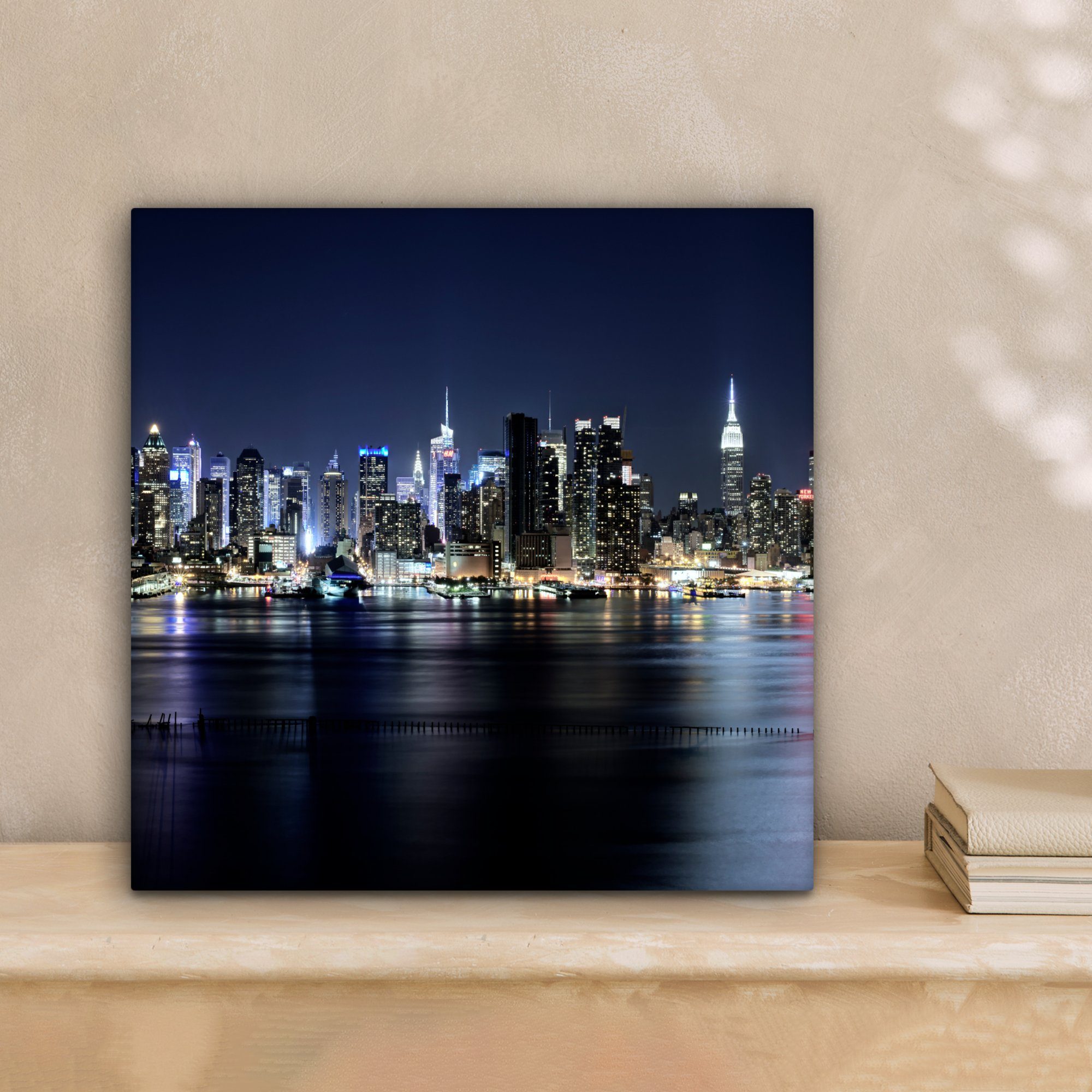 OneMillionCanvasses® Leinwandbild New York - Licht - Skyline, Fotodruck (1 St), Wandbild, Deko Schlafzimmer Wohnzimmer Flur 20x20 cm