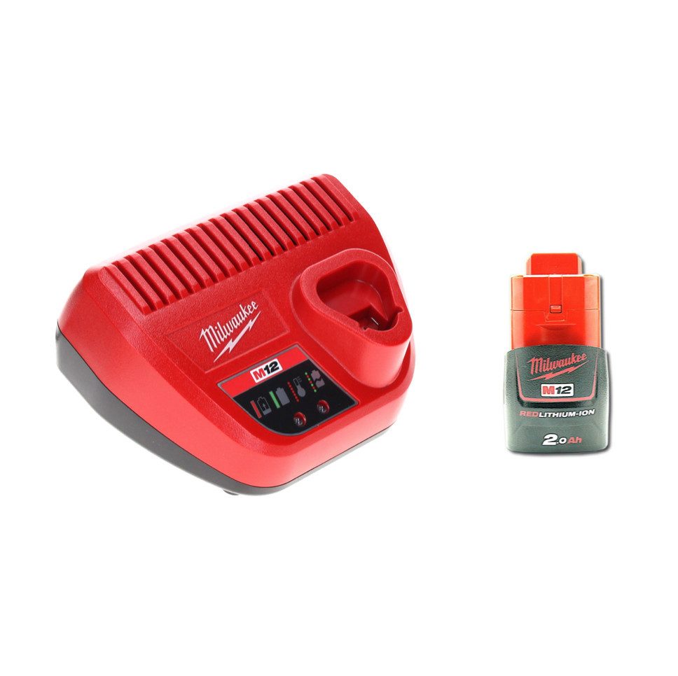 Milwaukee Akku Starter Set 12 V mit 1x Akku 2,0 Ah + M12 C12C Ladegerät Akkupacks