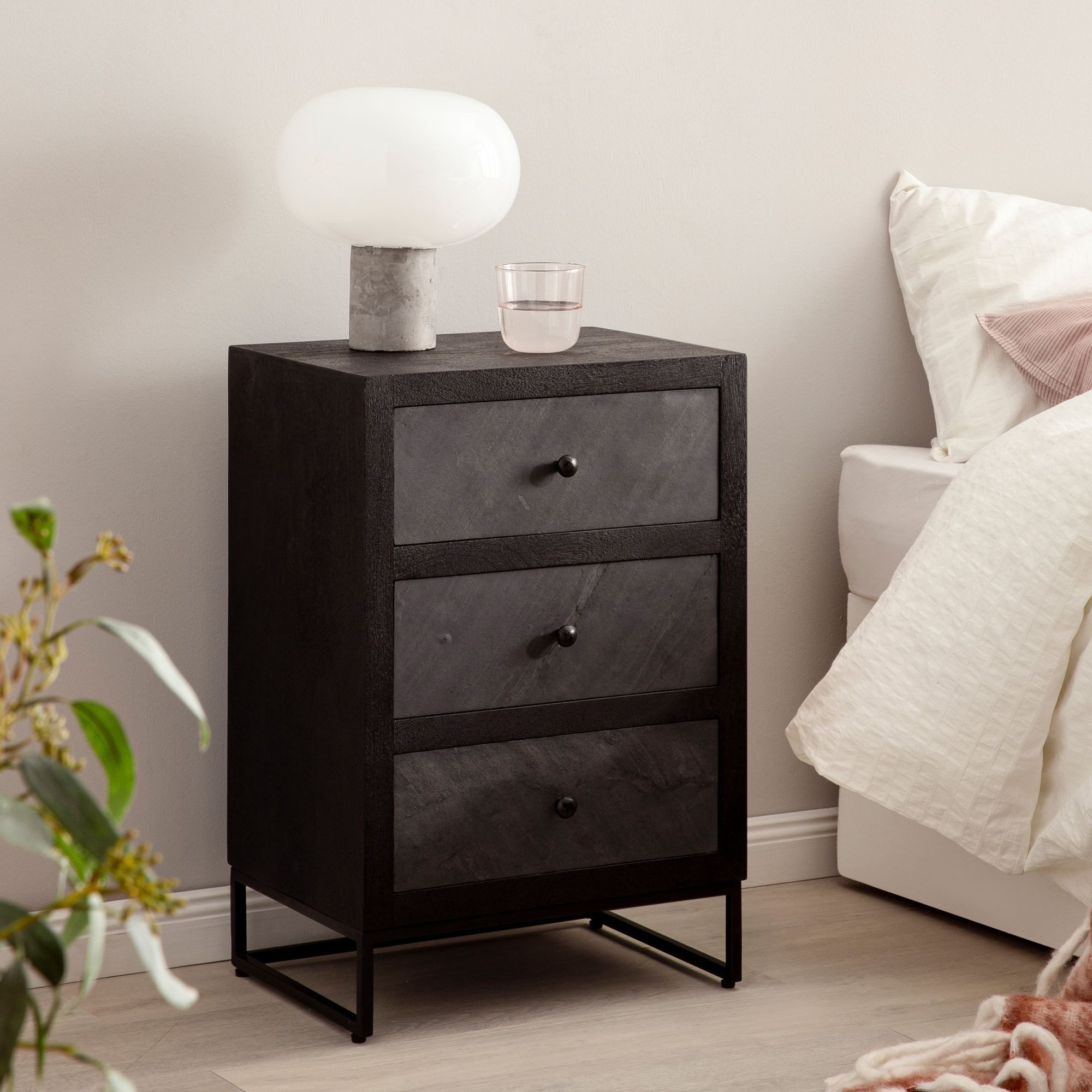 FINEBUY Nachttisch FB55618 (Mango Massivholz / günstig online kaufen