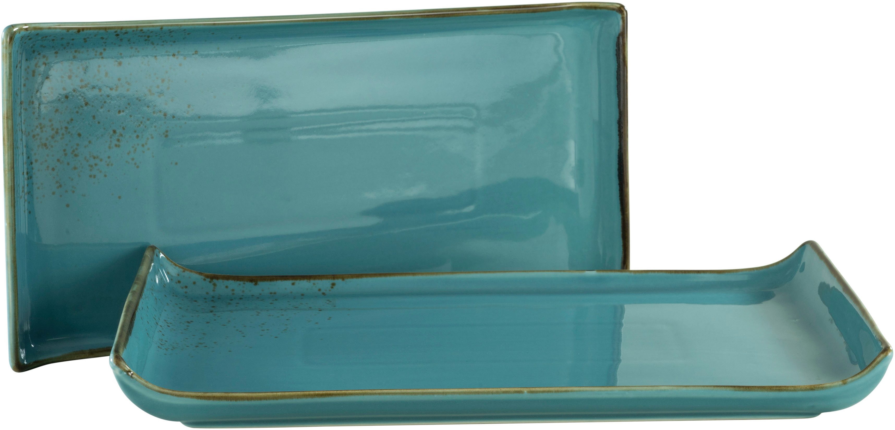 CreaTable Servierplatte Nature Collection, Steinzeug, (Set, 2-tlg), Servier Set, 33x16,5 cm