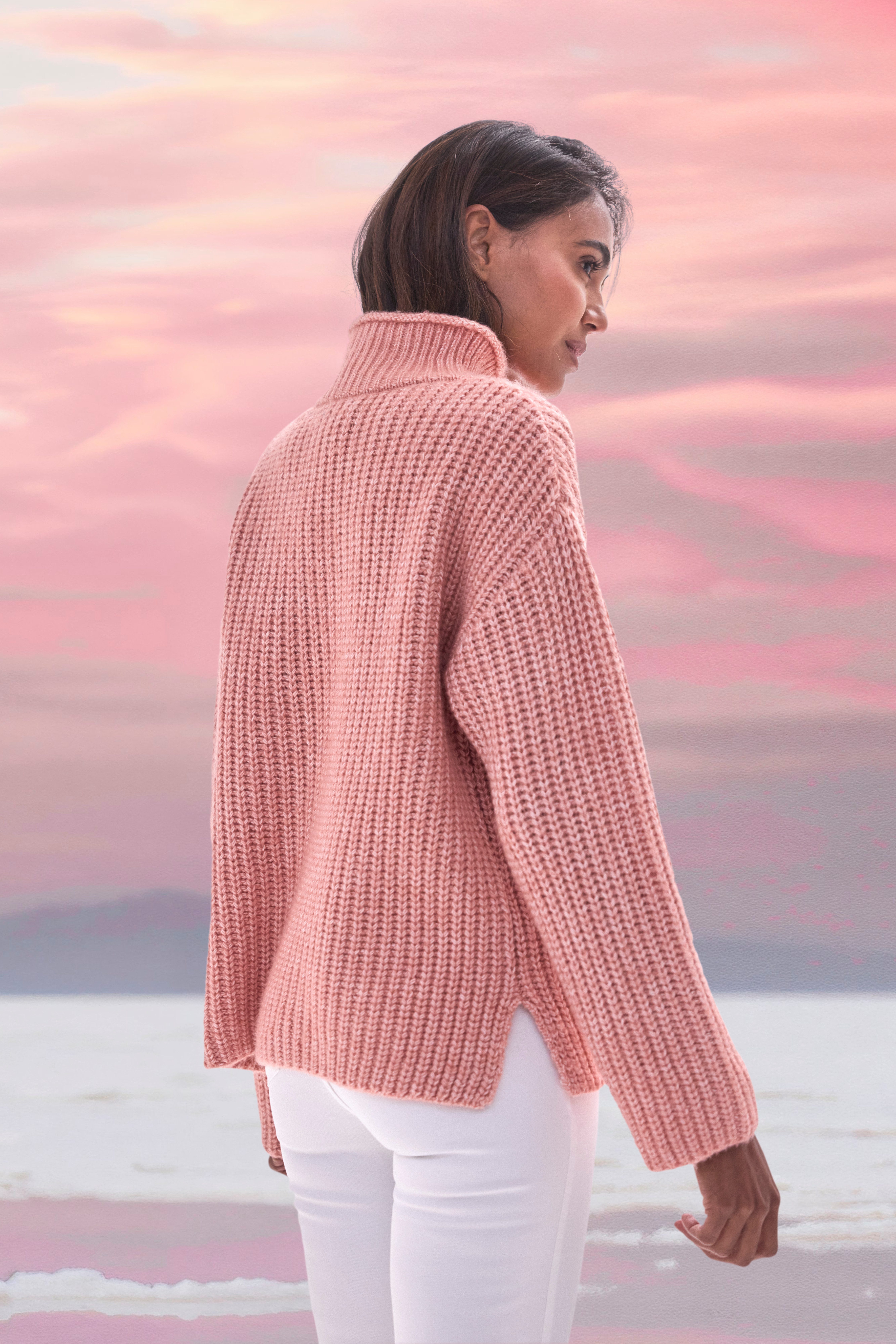Buffalo Stehkragenpullover in Melange-Optik lockere Passform, warmer Strick, kuscheliger Strickpullover, Oversize – Bild 3 von 5