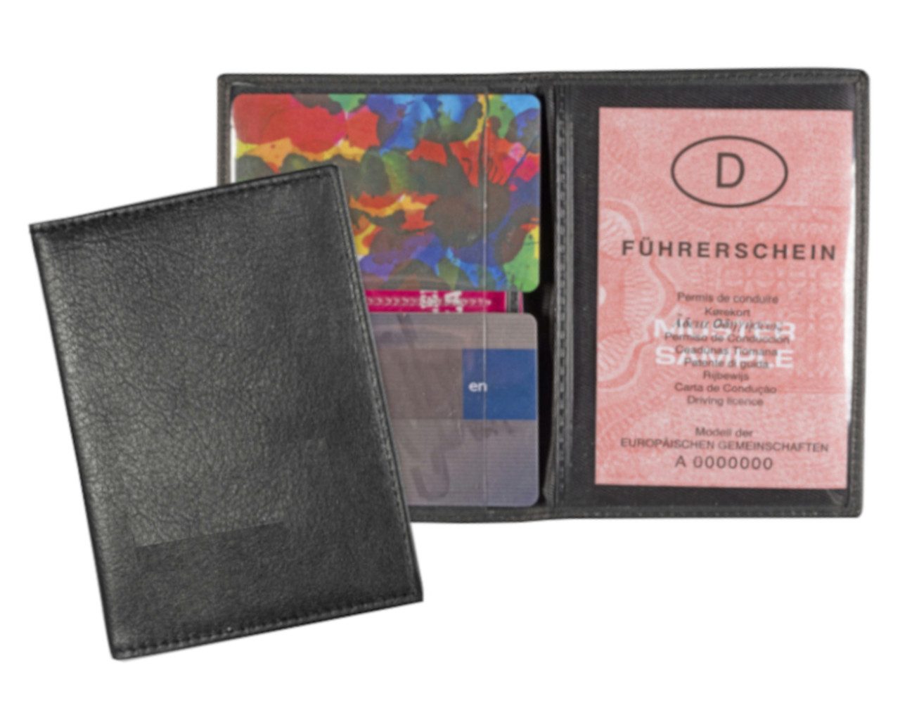 Best Offer Brieftasche Ausweistasche aus Leder / KFZ Schein Schutzhülle / Farbe: schwarz