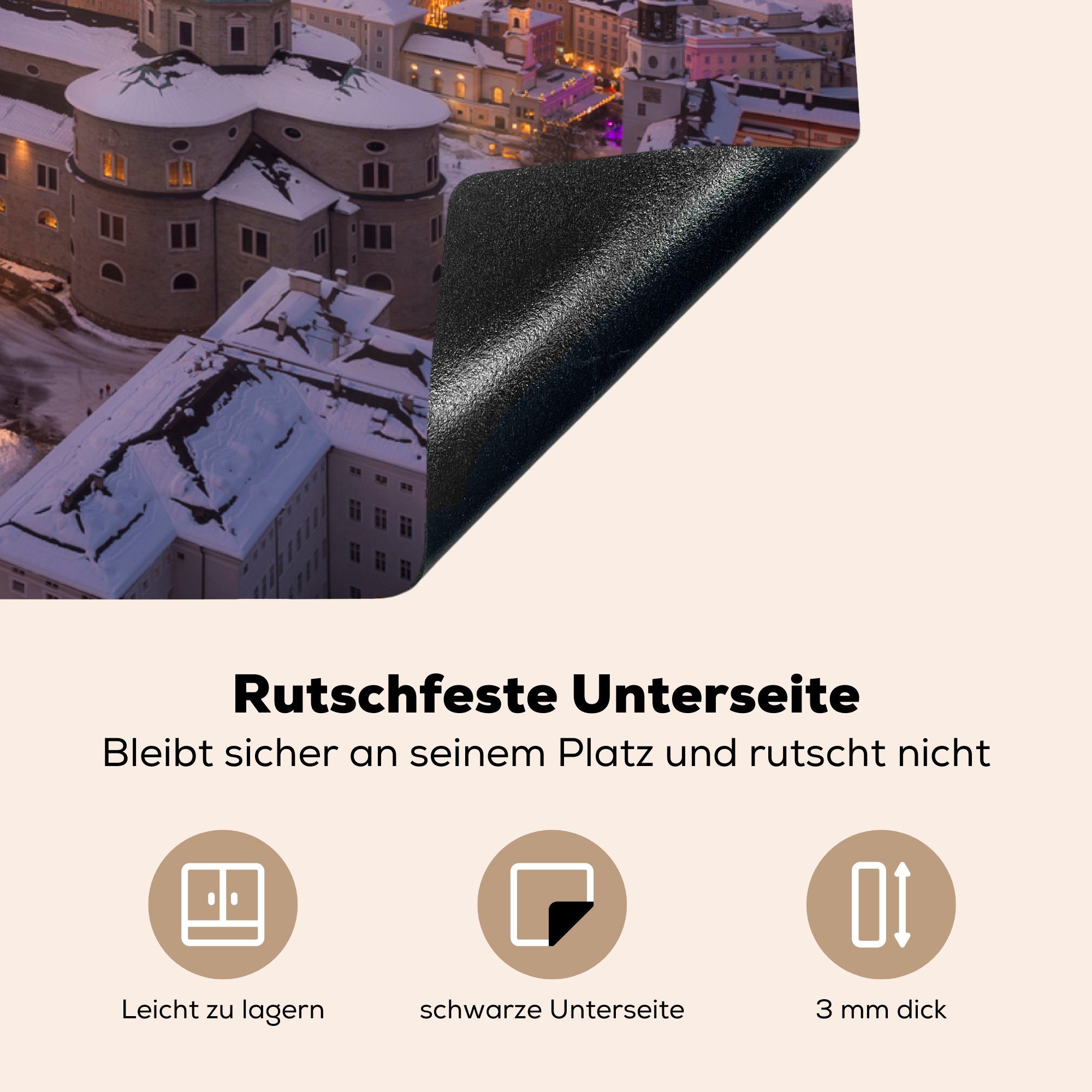 Herdblende-/Abdeckplatte der Vinyl, (1 Vogelperspektive, MuchoWow 81x52 küche, Sonnenuntergang aus bei Salzburg Ceranfeldabdeckung tlg), Schutz die cm, Induktionskochfeld für