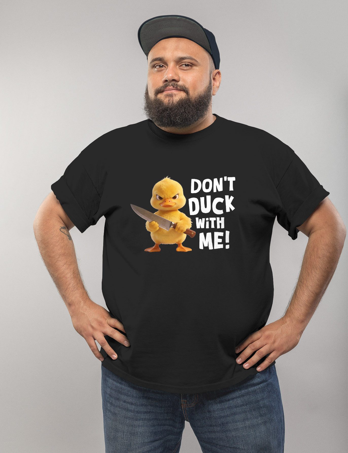 MoonWorks Print-Shirt Herren T-Shirt Spruch Don't Duck with me - Gans Ente - Pintshirt mit Print