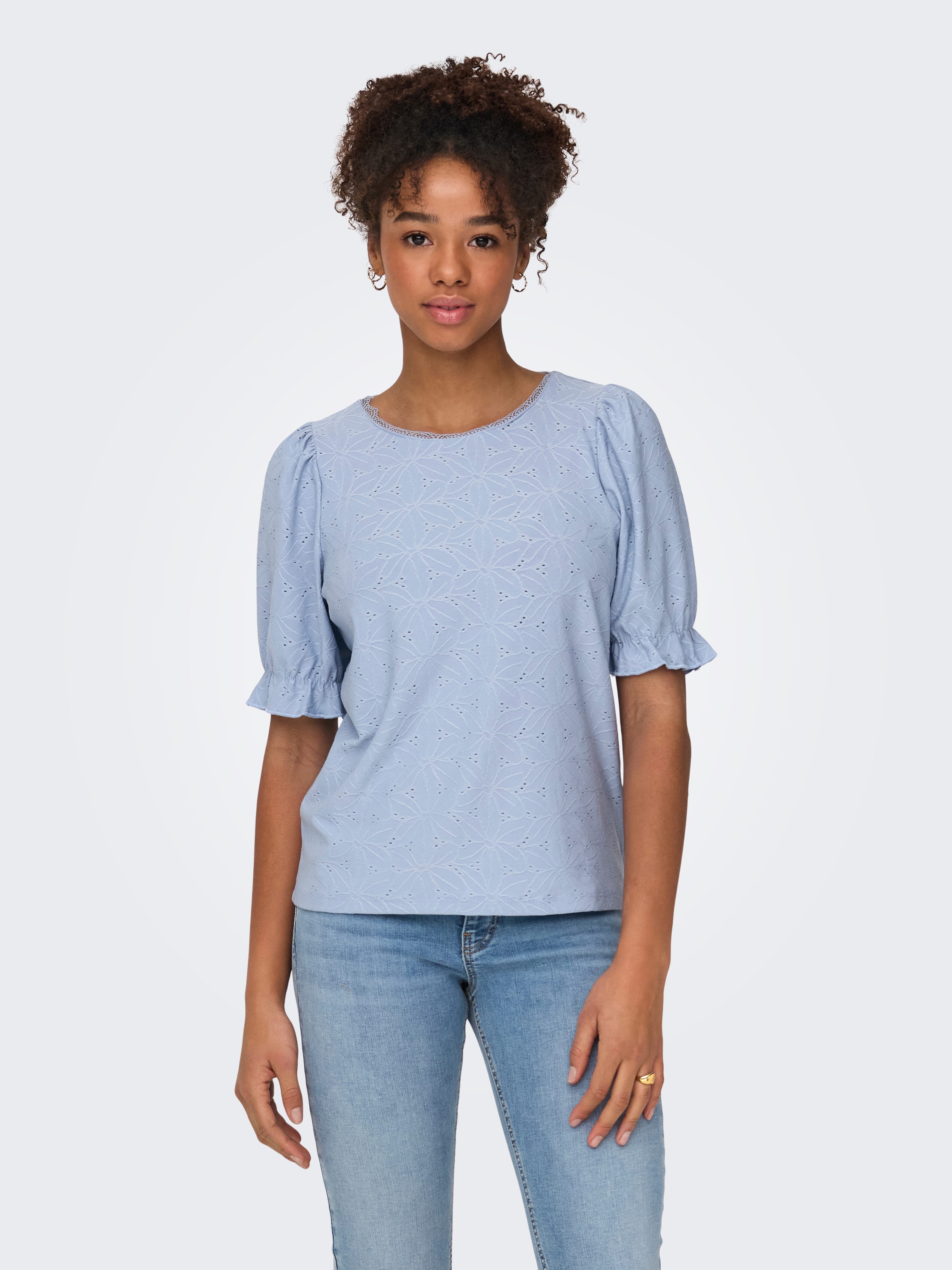 ONLY Kurzarmshirt ONLNEW SMILLA LIFE S/S PUFF TOP JRS
