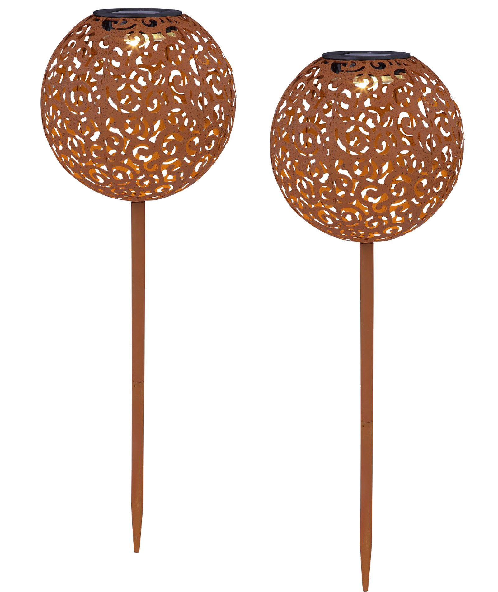 bmf-versand LED Solarleuchte Solarleuchten Garten Kugel Rost 2er Set Solarl günstig online kaufen