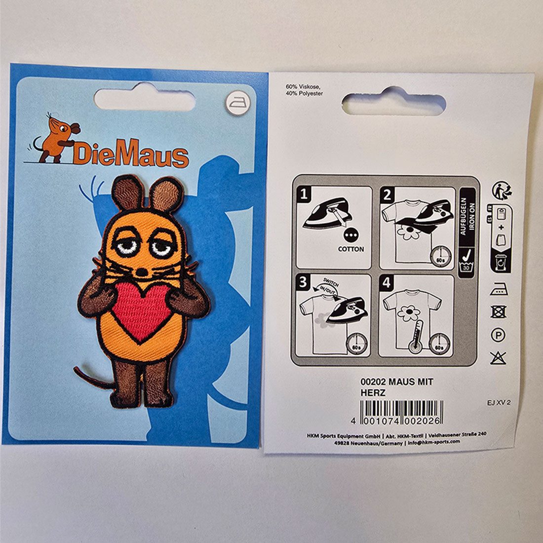 Die Sendung mit der Maus Aufnäher Bügelbild, Aufbügler, Applikationen, Patches, Flicken, zum aufbügeln, Polyester, Maus Sendung mit der Maus Kinder - Größe: 7,5 x 4 cm