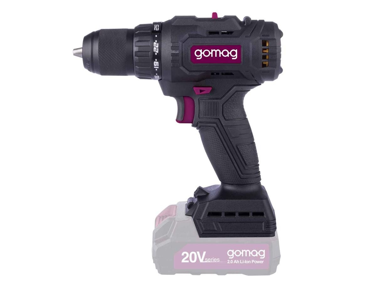 Gomag Akku-Bohrschrauber GO-BS60BL, 20 V, (1-tlg., ohne Akku & Ladegerät), inkl. Gürtelclip, 60 Nm Drehmoment