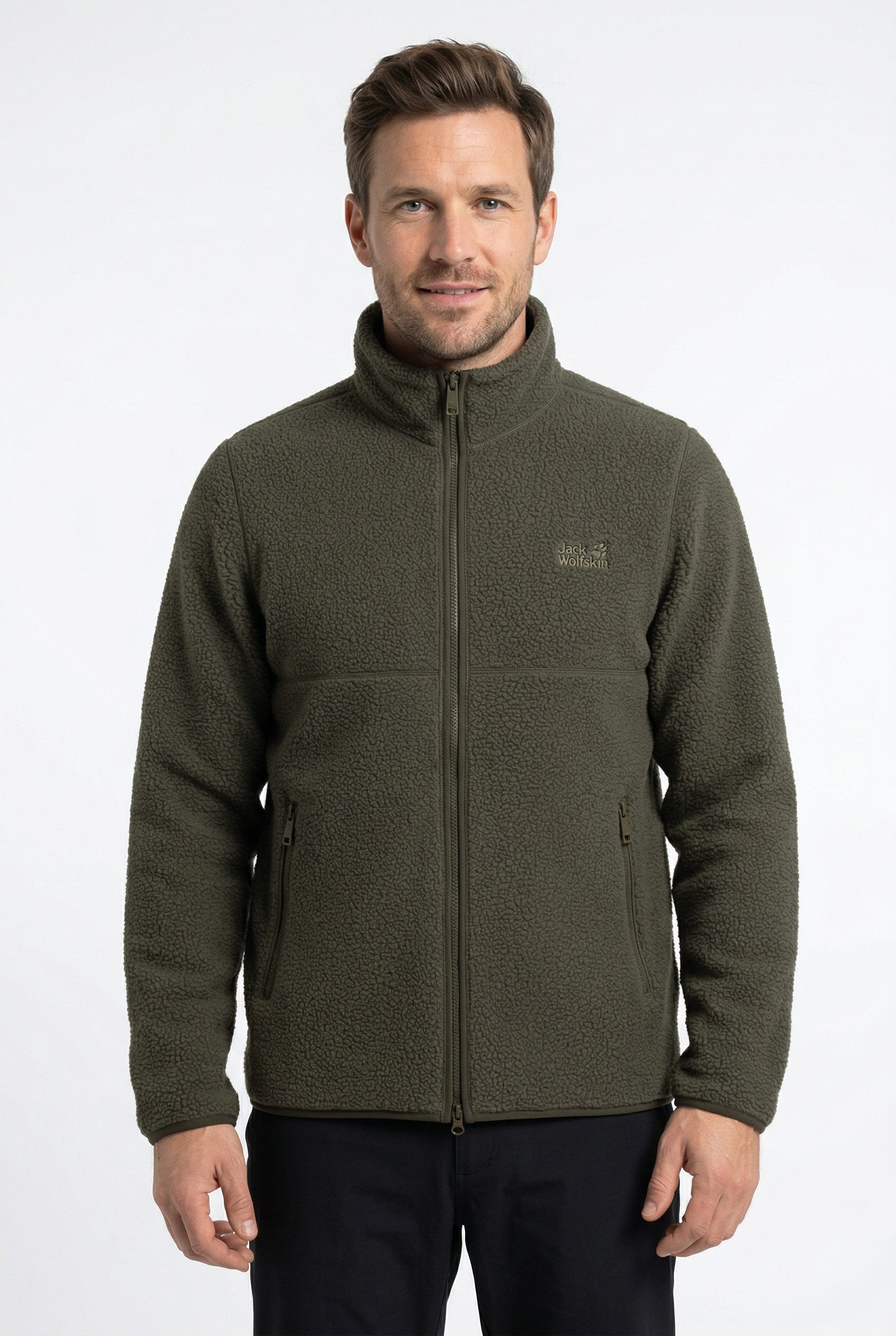 Jack Wolfskin Fleecejacke LITE CURL FZ M Langarm-Design mit Reißverschluss, wasserabweisend, windabweisend