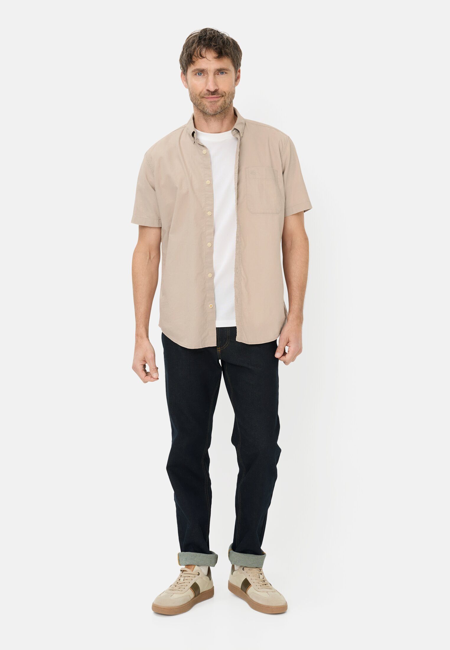 camel active Kurzarmhemd aus Leinenmix Kurzarm Button-Down