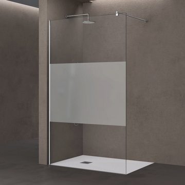 doporro Walk-in-Dusche Luxus Duschwand Walk-In Dusche mit Stabilisator Klarglas BremenMS, Einscheibensicherheitsglas