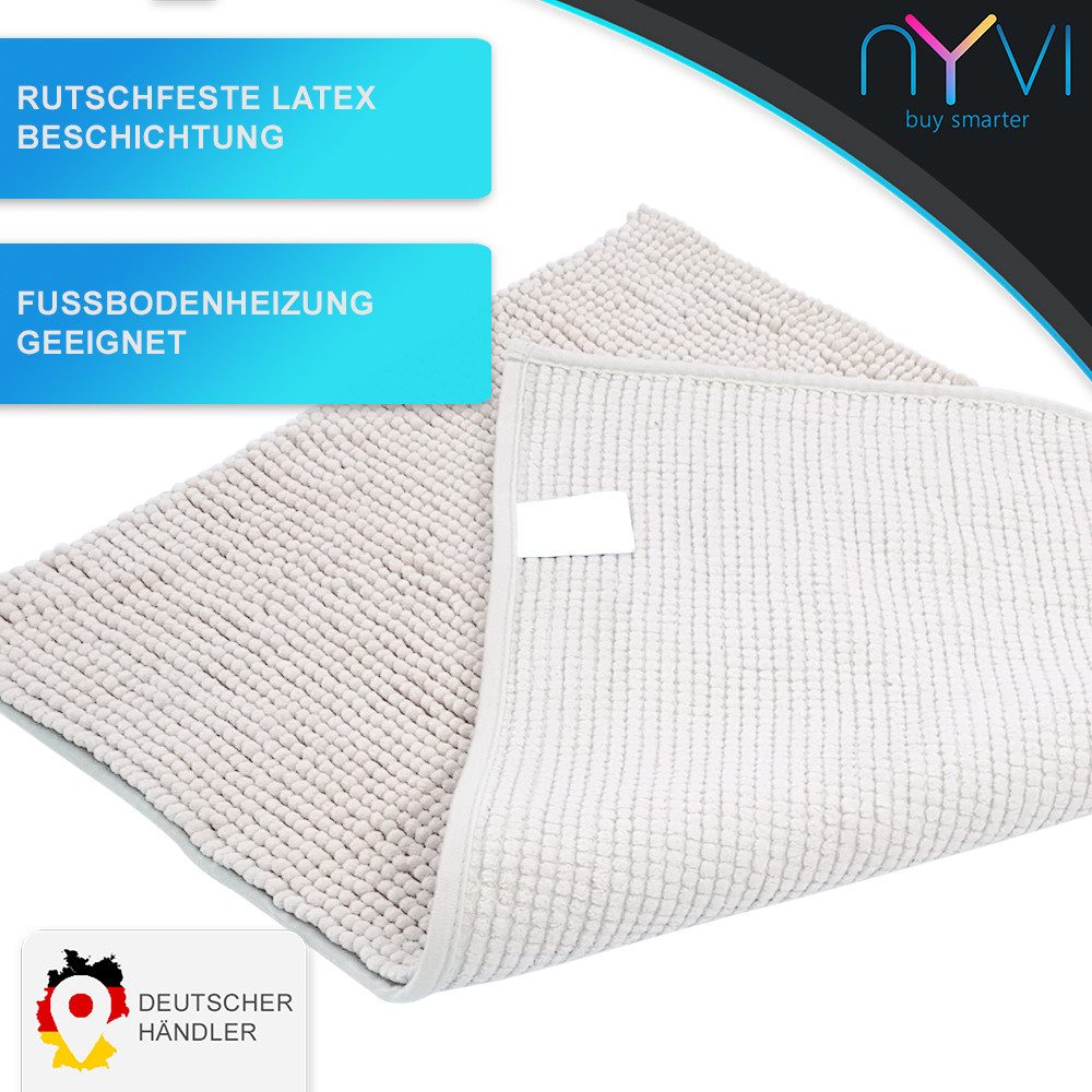 NYVI Badematte WC Vorleger NYVISpa Chenille Badvorleger, Höhe 20 mm, Polyester, Rutschfest, Saugfähig, Schnell Trocknend, Fußbodenheizung geeignet – Bild 3 von 5