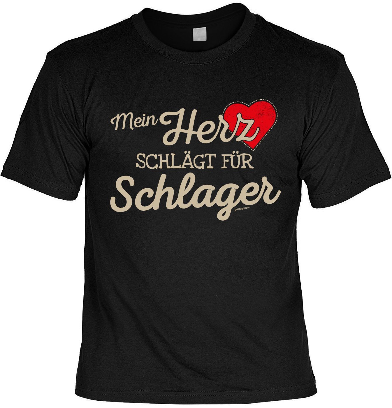 Art & Detail Shirt T-Shirt Mein HERZ schlägt für Schlager, Weihnachten - Sprüche Fun T-shirt Partner, Look, Familie, Schlager, Party