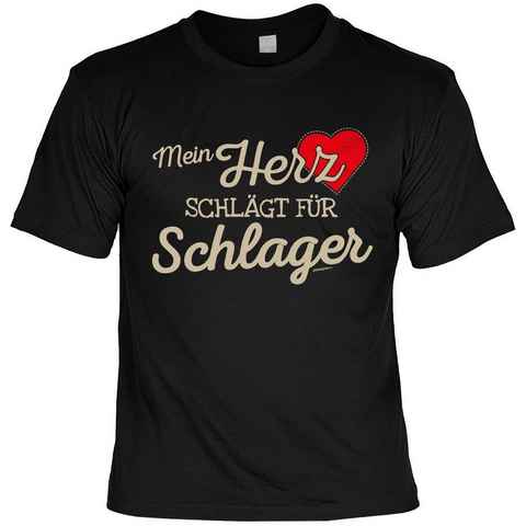 Art & Detail Shirt T-Shirt Mein HERZ schlägt für Schlager, Weihnachten - Sprüche Fun T-shirt Partner, Look, Familie, Schlager, Party