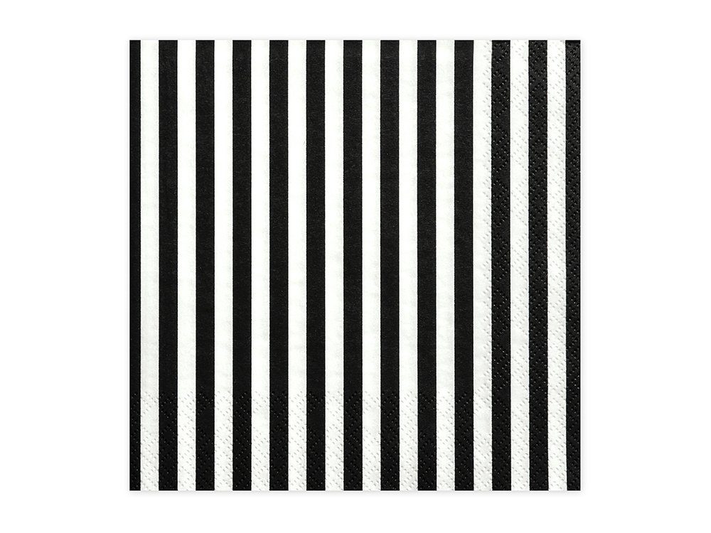 partydeco Papierserviette, Servietten 33x33cm gestreift 20 Stück schwarz / weiß