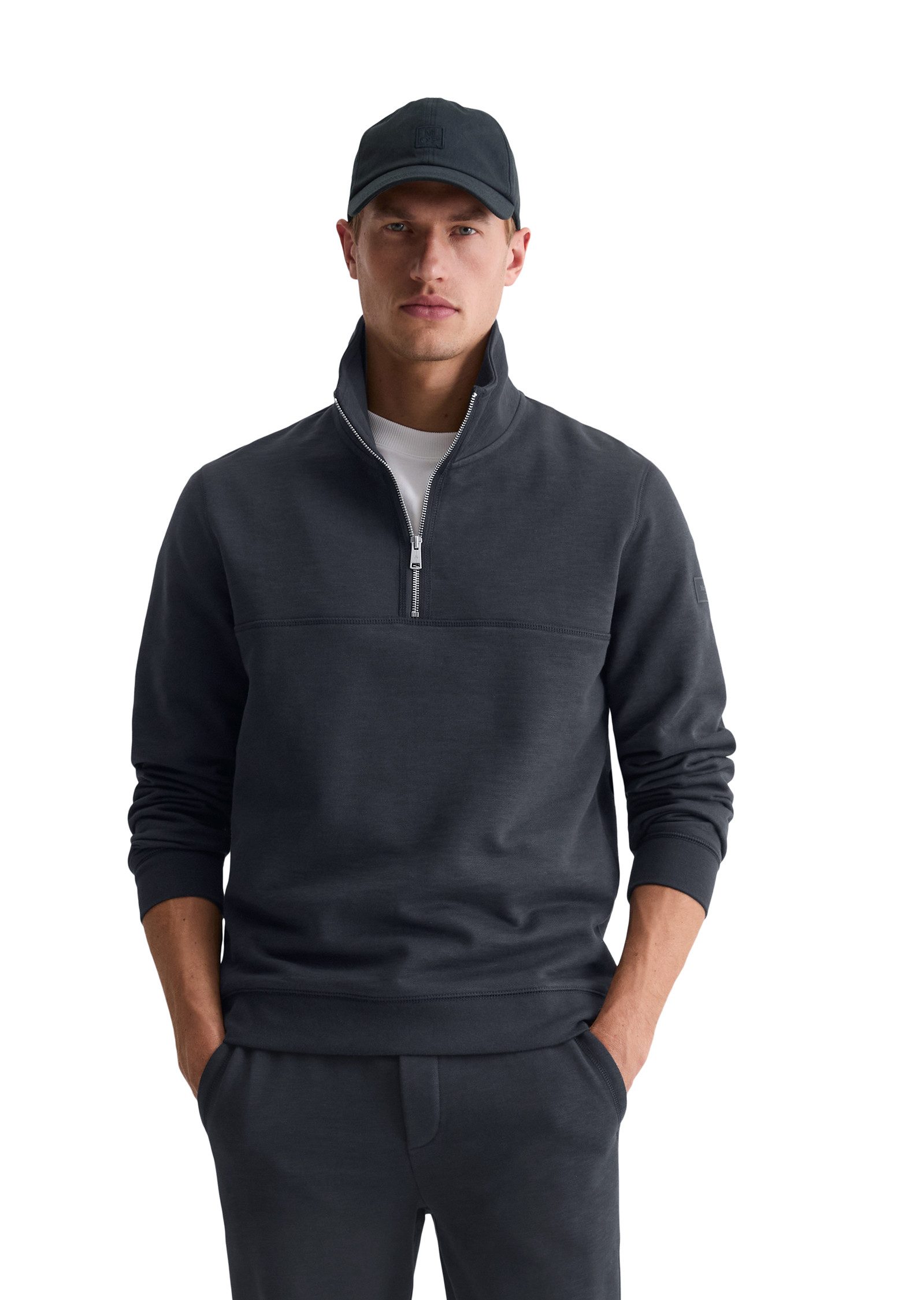Marc O'Polo Sweatshirt regular fit aus weicher Bio-Baumwolle Troyerkragen m günstig online kaufen