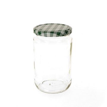 MamboCat Einmachglas 12er Set Rundglas 720 ml To 82 grün karierter Deckel incl. Rezeptheft, Glas