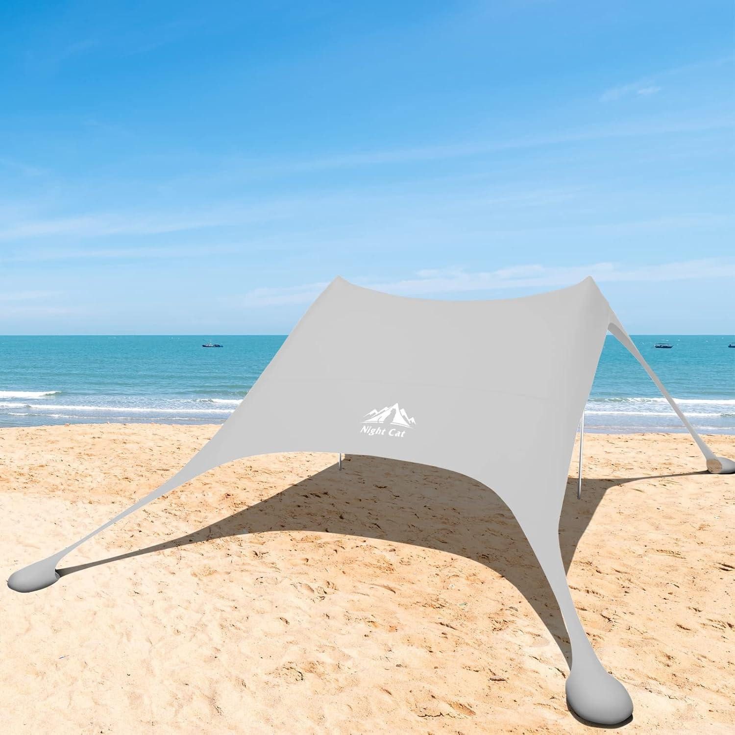 Strandmuschel Strandzelt Sonnensegel Lycra UV Schutz UPF50 2.1x2.1m Grau Pro