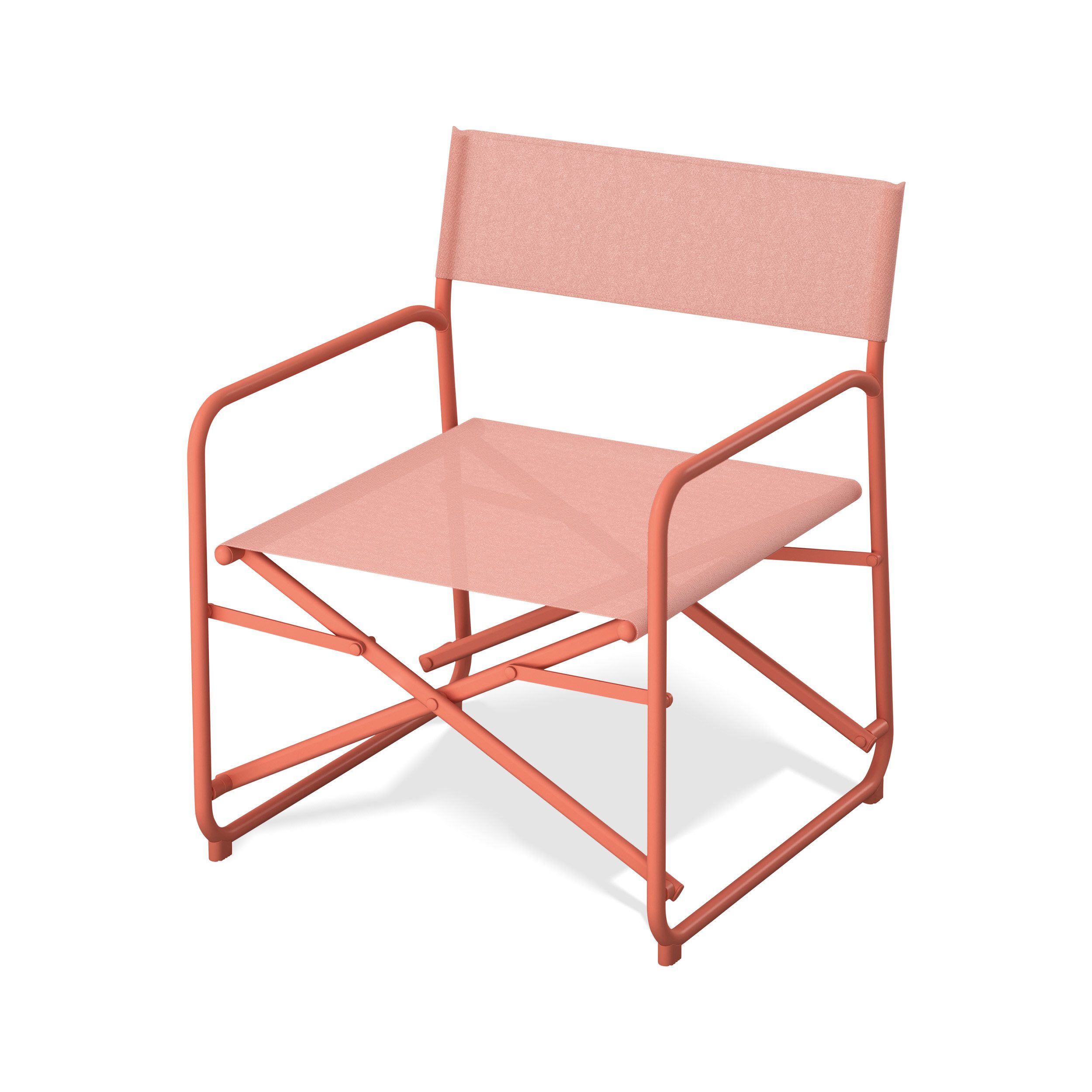 KHG Gartensessel Orange-Rot, moderner Gartenstuhl auf Stahl-Gestell mit Textil-Gewebe, (klappbar, wetterfest, 120 kg belastbar 65x79x65 cm, 1-St), Armlehne