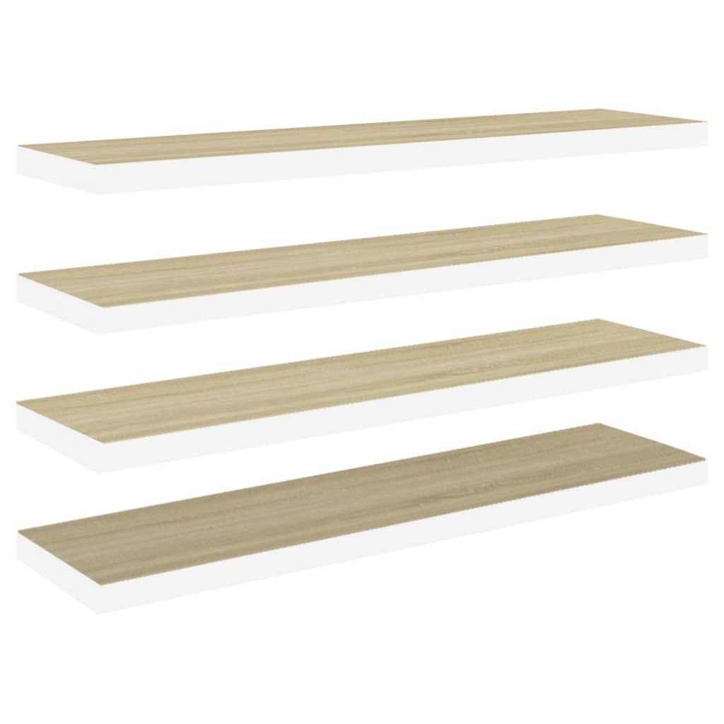 Stk. Eichen-Optik Schweberegale cm MDF furnicato 120x23,5x3,8 und Weiß 4 Wandregal