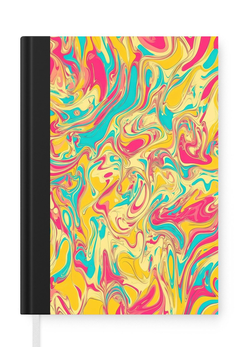 MuchoWow Notizbuch Gelb - Rosa - Blau - Retro, Notebook, Notizblock a5, Tagebuch, Journal Liniert