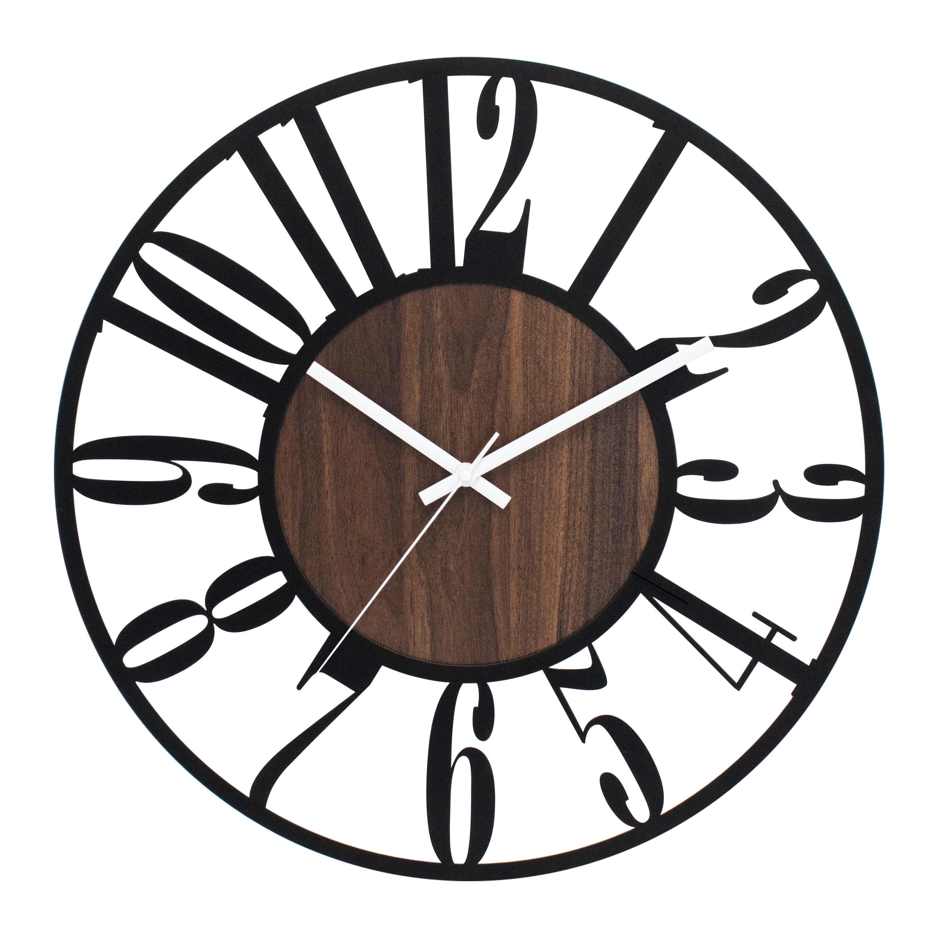 K&L Wall Art Wanduhr industrielle XL Holz-Metall Uhr ohne Tick-Geräusche (leises Quartz Uhrwerk)