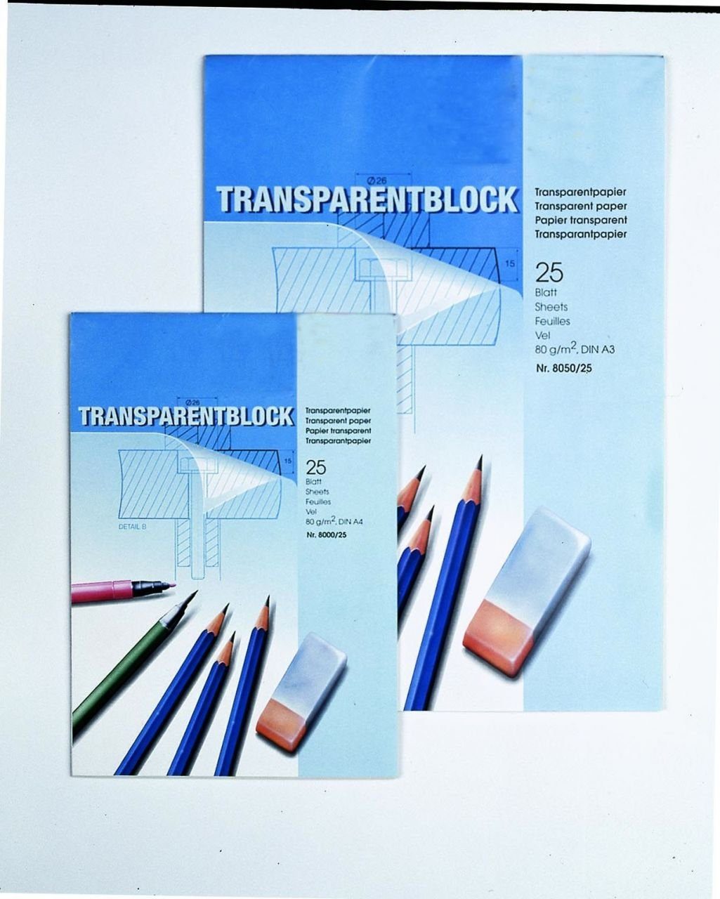 Glorex Bastelkartonpapier Glorex Transparentpapierblock 80g A3, 25 Blatt | Kugelschreiber