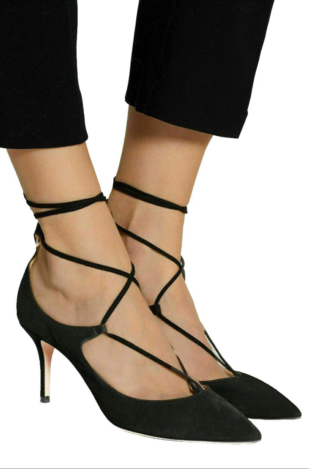 Aquazzura Firenz Christy 75 Pumps Veloursleder Made in Italy Gr. 37.5 High-Heel-Pumps Gepolsterte Fußbett sorgt für angenehmen Tragekomfort