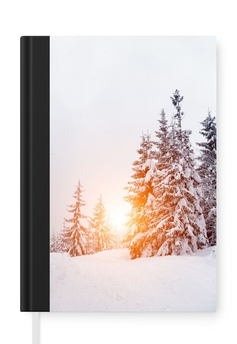 MuchoWow Notizbuch Sonne - Bäume - Schnee, Journal, Merkzettel, Tagebuch, Notizheft, A5, 98 Seiten, Haushaltsbuch