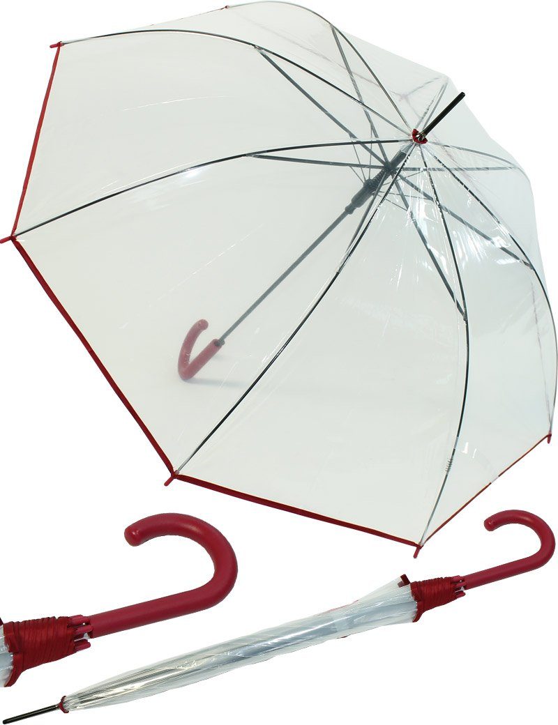 Transparentschirm Langregenschirm mit Einfassband, durchsichtig RAIN HAPPY durchsichtig
