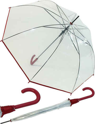 HAPPY RAIN Langregenschirm Transparentschirm durchsichtig mit Einfassband, durchsichtig