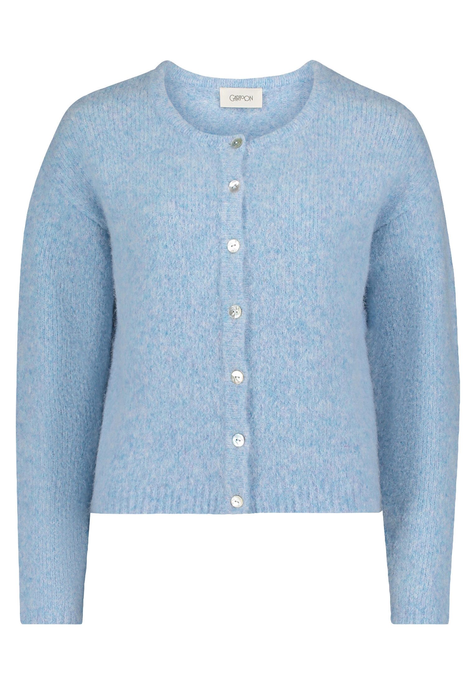Cartoon Strickjacke Damen mit Rundhalsausschnitt (1-tlg)