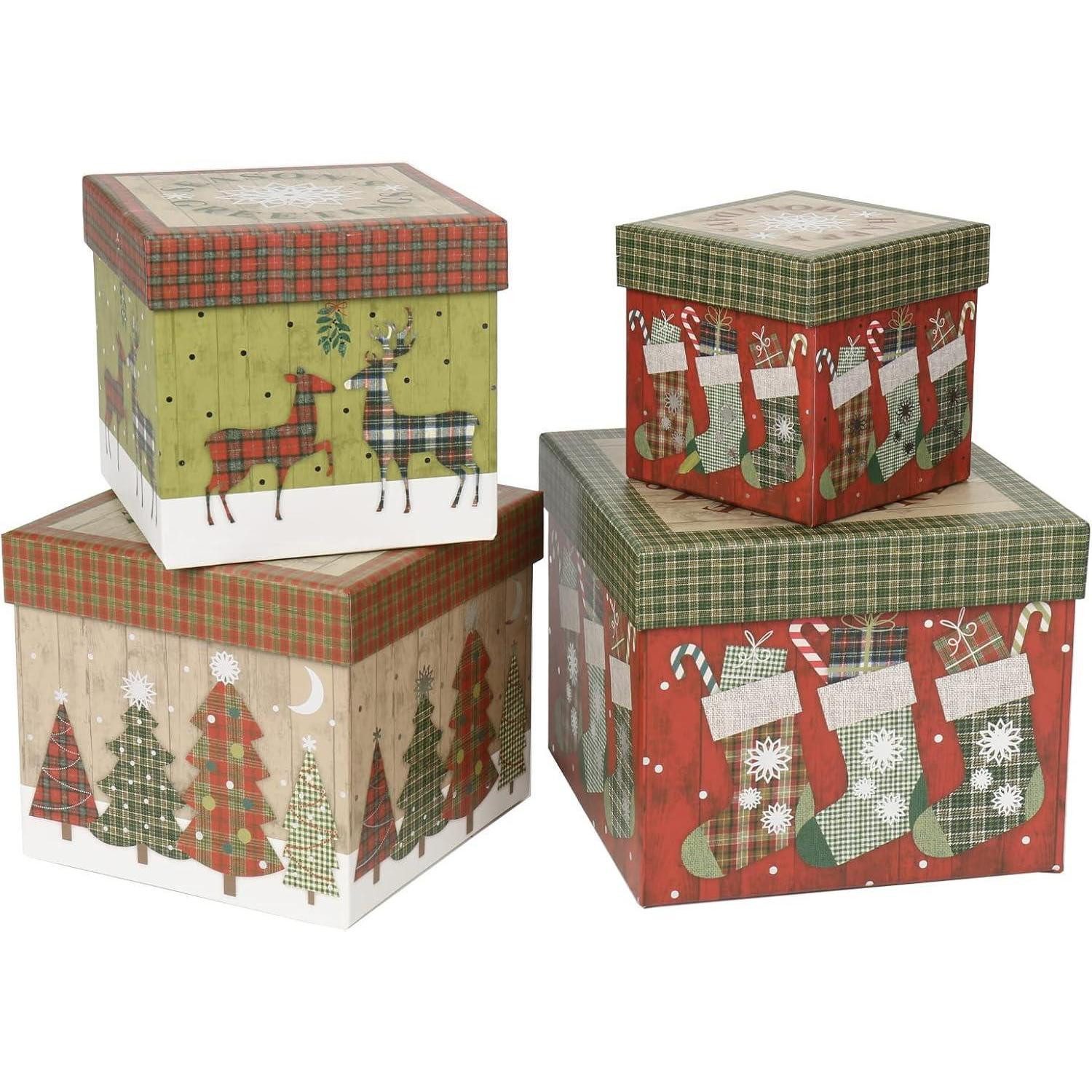 LuxusKollektion Geschenkbox Geschenkbox 4er Set Aufbewahrungsbox Weihnachtsgeschenkbox Typ-1