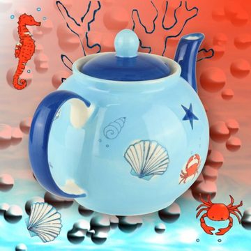 Mila Teekanne Mila Keramik-Teekanne Save the Ocean ca 1,2 Liter, 1,2 l, (Set)